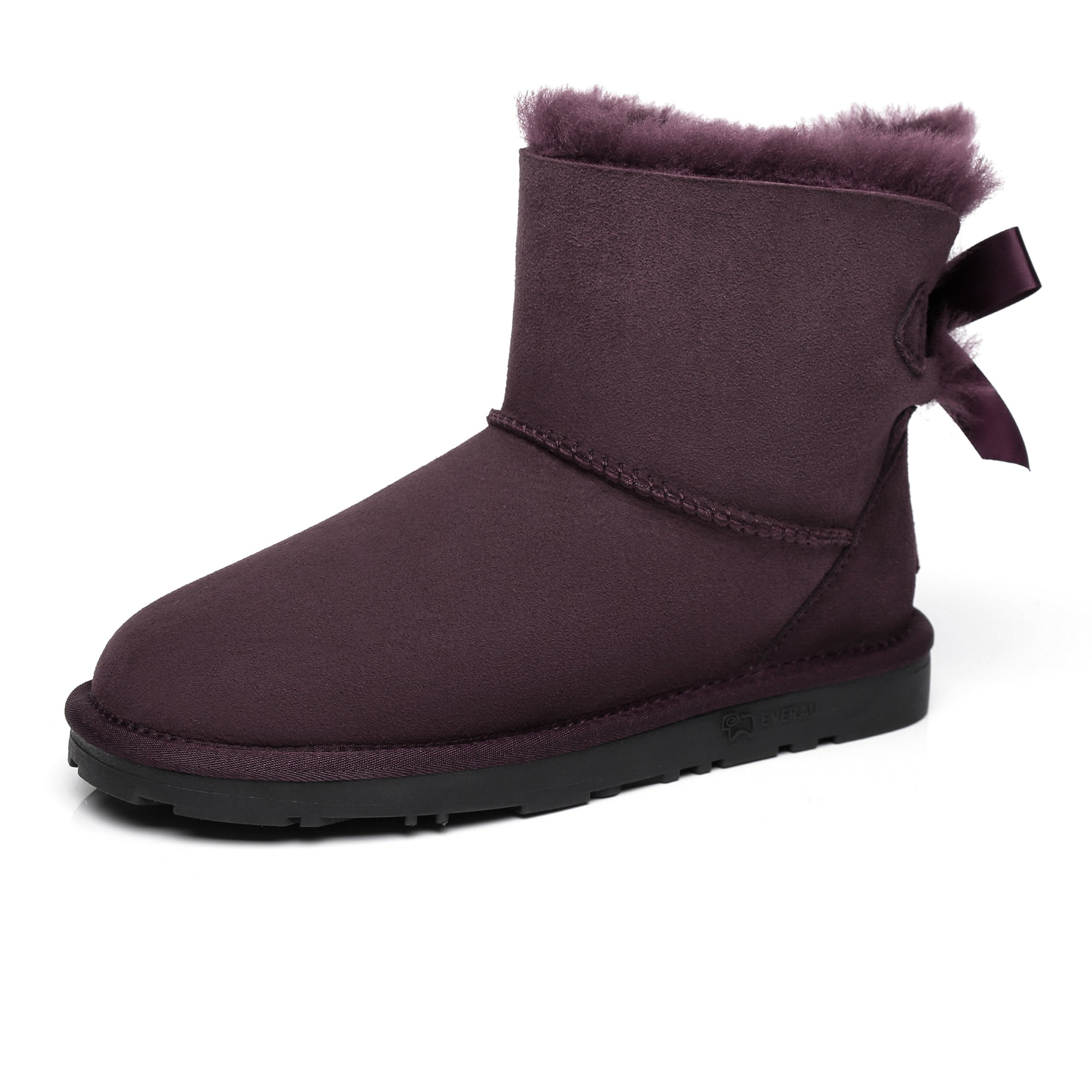 EverUgg Mini Back Bow UGG Boots featuring a stylish back bow design and cozy suede construction.