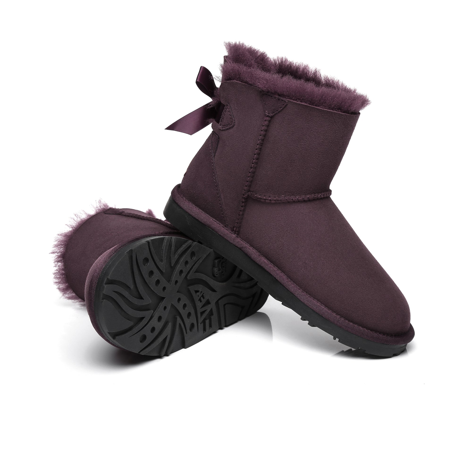EverUgg Mini Back Bow UGG Boots showing the stylish back view with a small bow detail and cozy suede material.