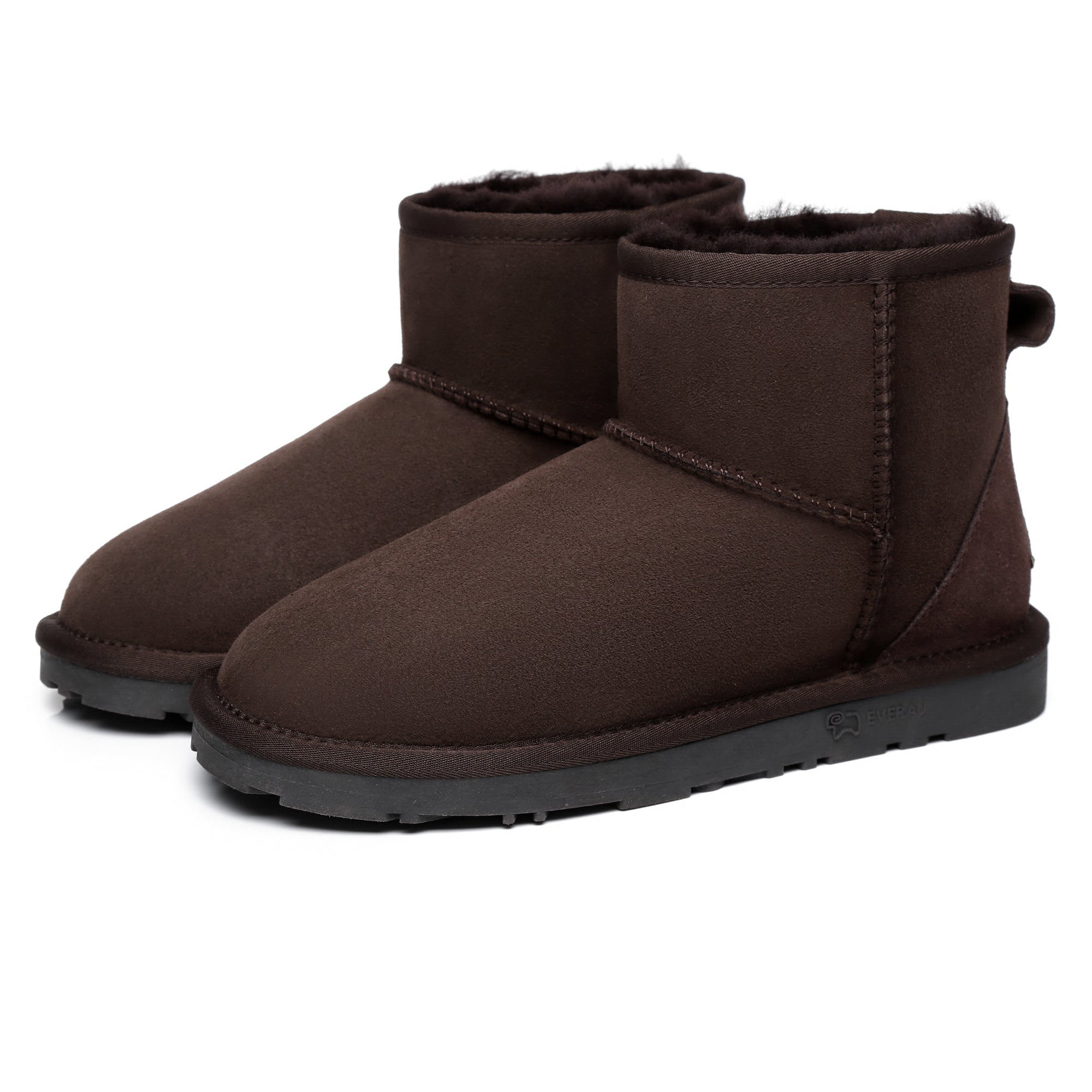 Mini classic sheepskin UGG boots for women by EverUgg, showcasing cozy interior and soft sheepskin exterior.