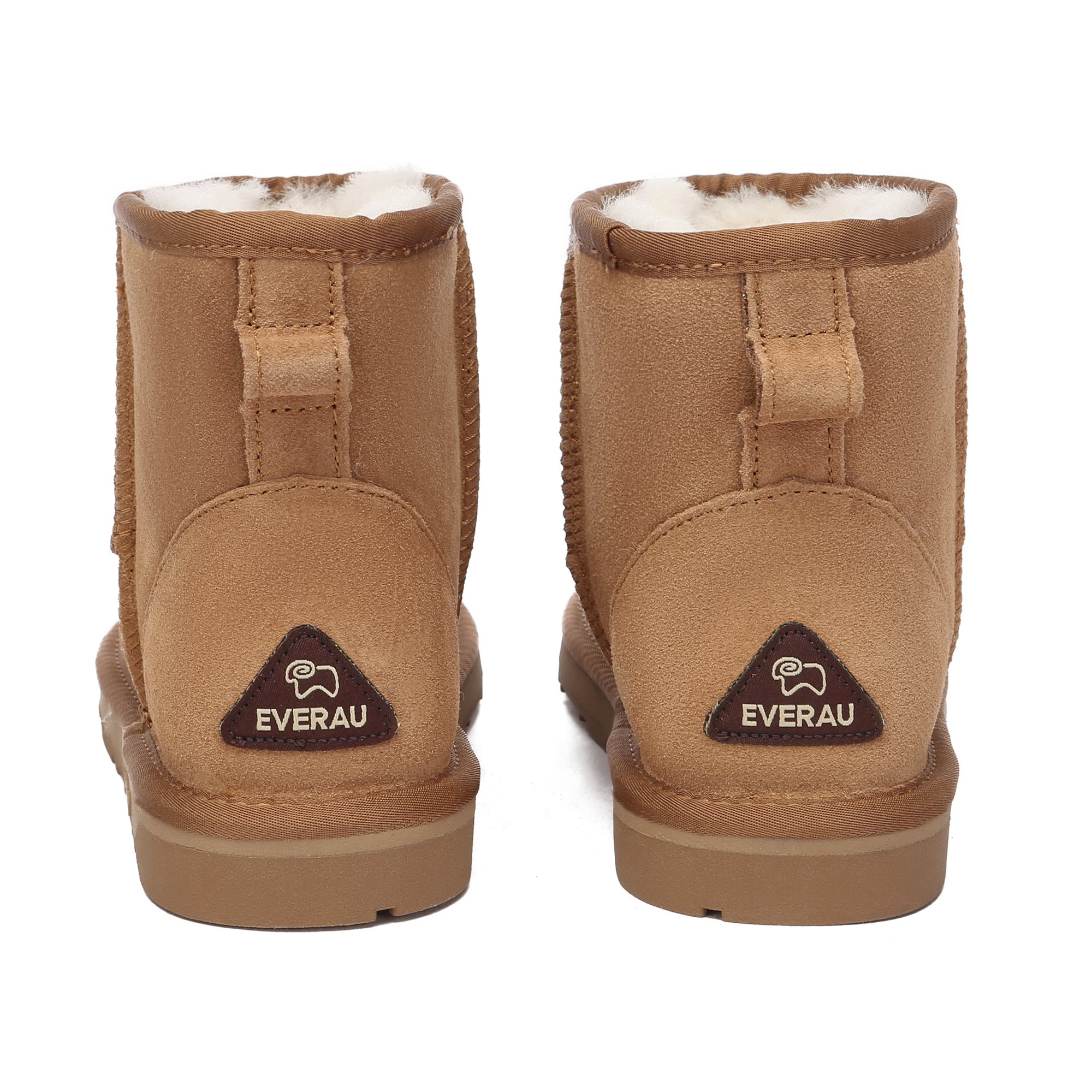 Mini Classic UGG Boots by EverUgg, featuring soft sheepskin lining and a cozy, stylish design in chestnut color.