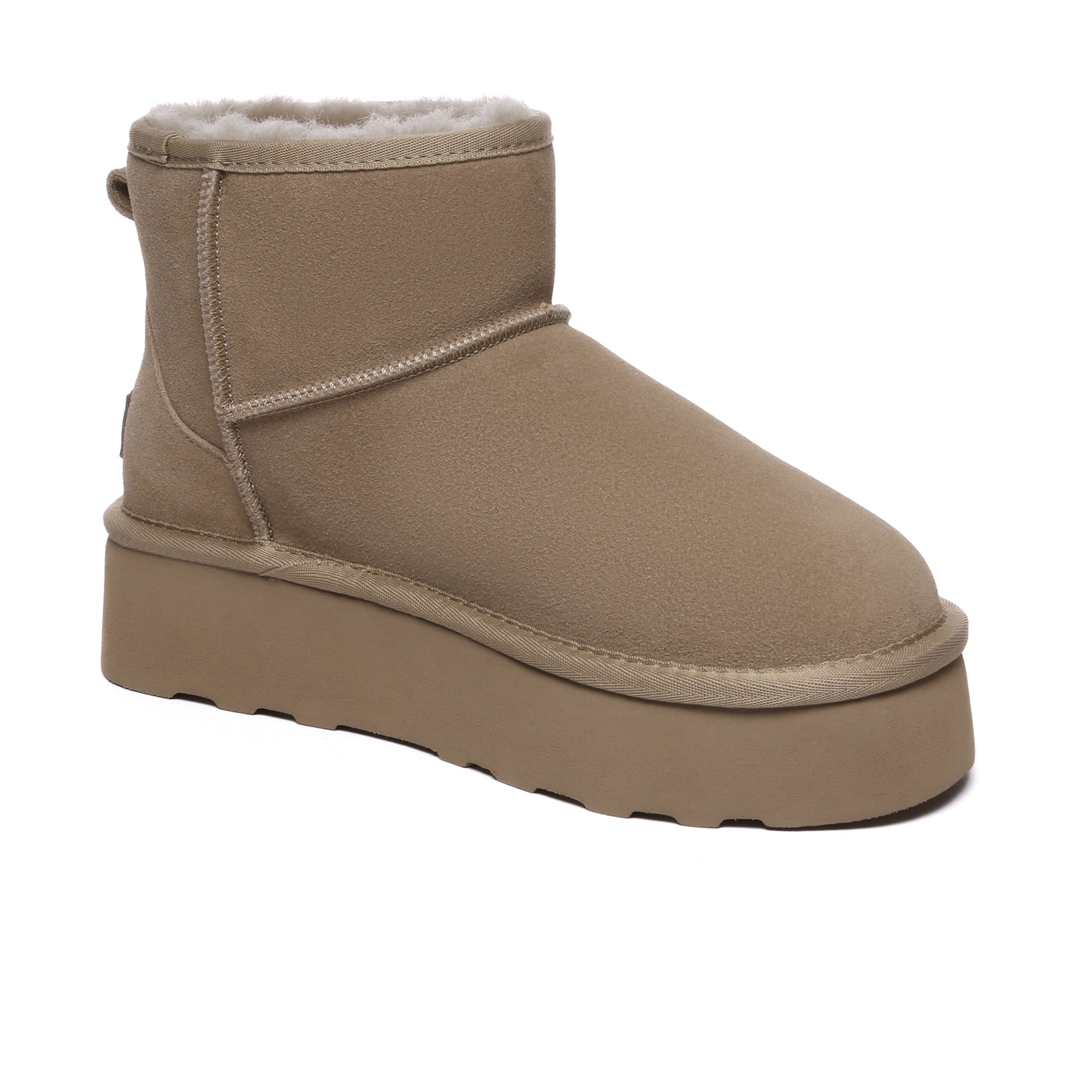 EverUgg Mini Premium UGG platform shoes featuring a stylish ankle-high design with chunky soles and soft, plush material.
