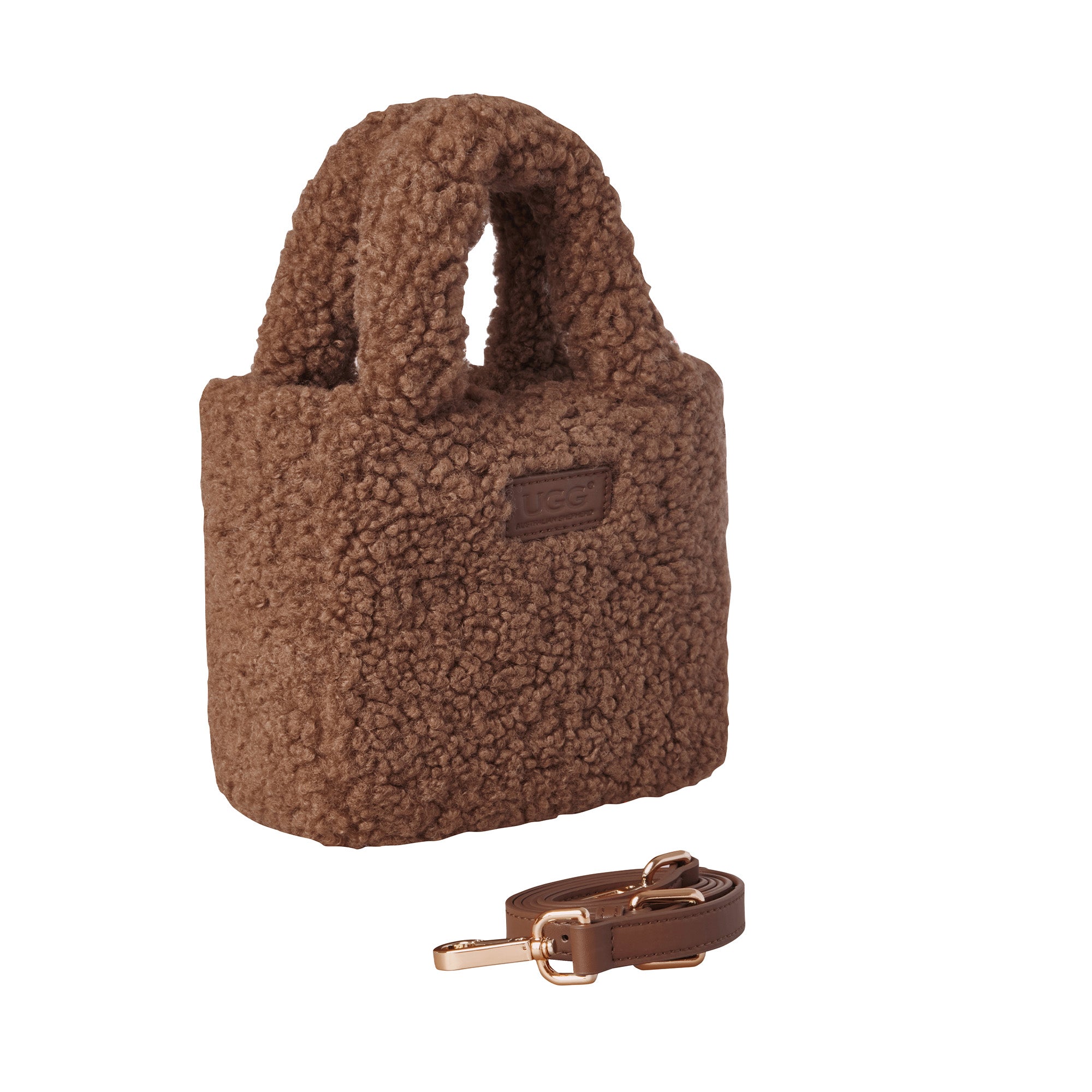 Mini Teddy UGG handbag by EverUgg featuring soft teddy bear material, compact size, and stylish design for everyday use.