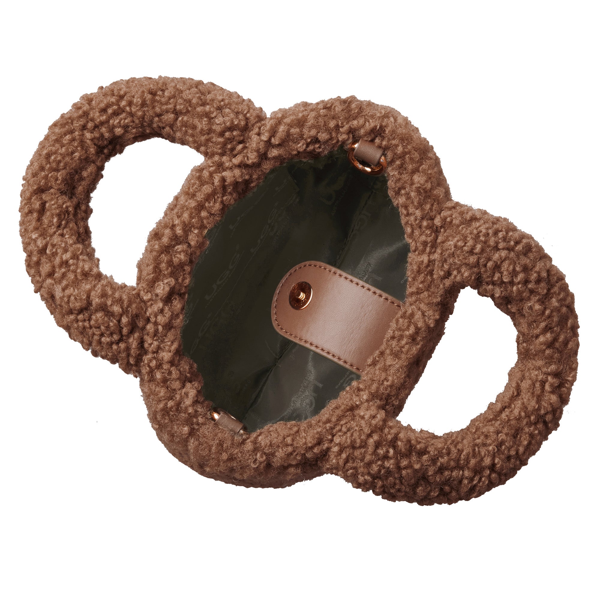 Mini Teddy UGG handbag by EverUgg featuring a soft, plush teddy bear design with a small handle and zipper closure.