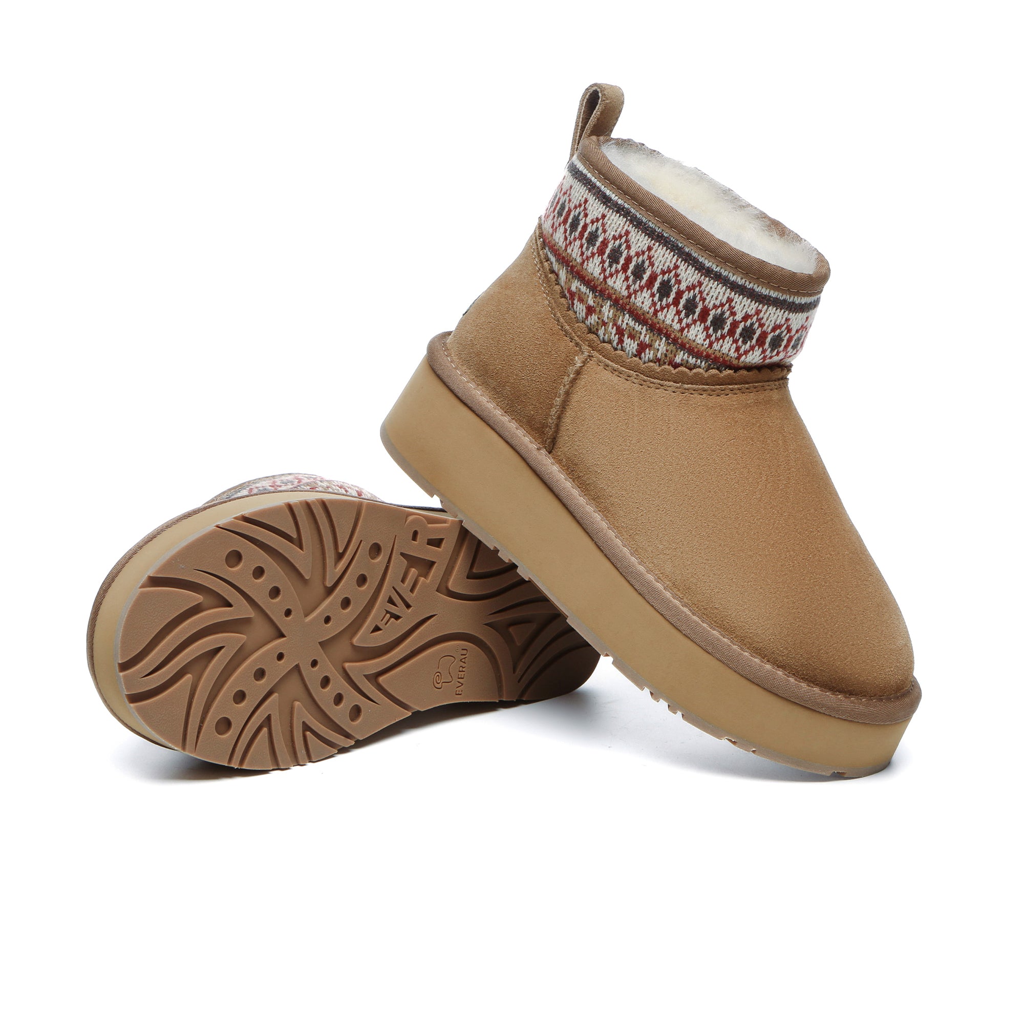 EverUgg Mini Woven Ankle Platform Shoes for women featuring woven design and platform heel, UGG-style fashion footwear.