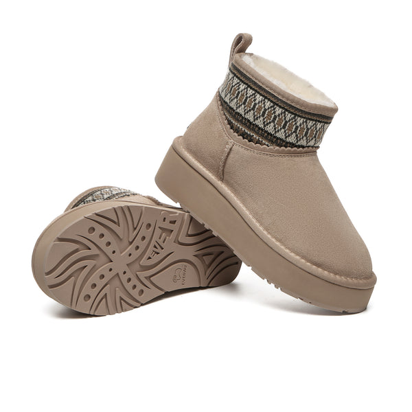 EverUgg mini woven ankle platform shoes for women featuring stylish UGG boots design with woven detailing and a comfortable platform sole.