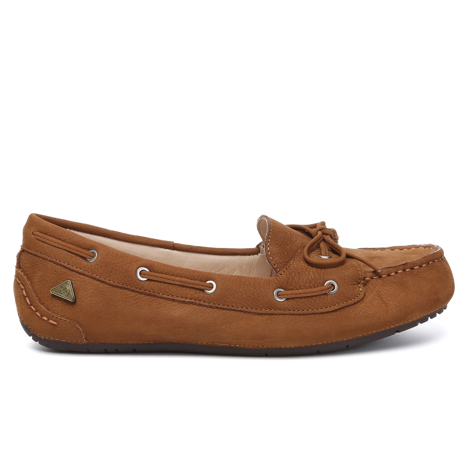 EverUgg Monty casual leather loafer moccasins for men, showing smooth brown leather flats with classic slip-on style.