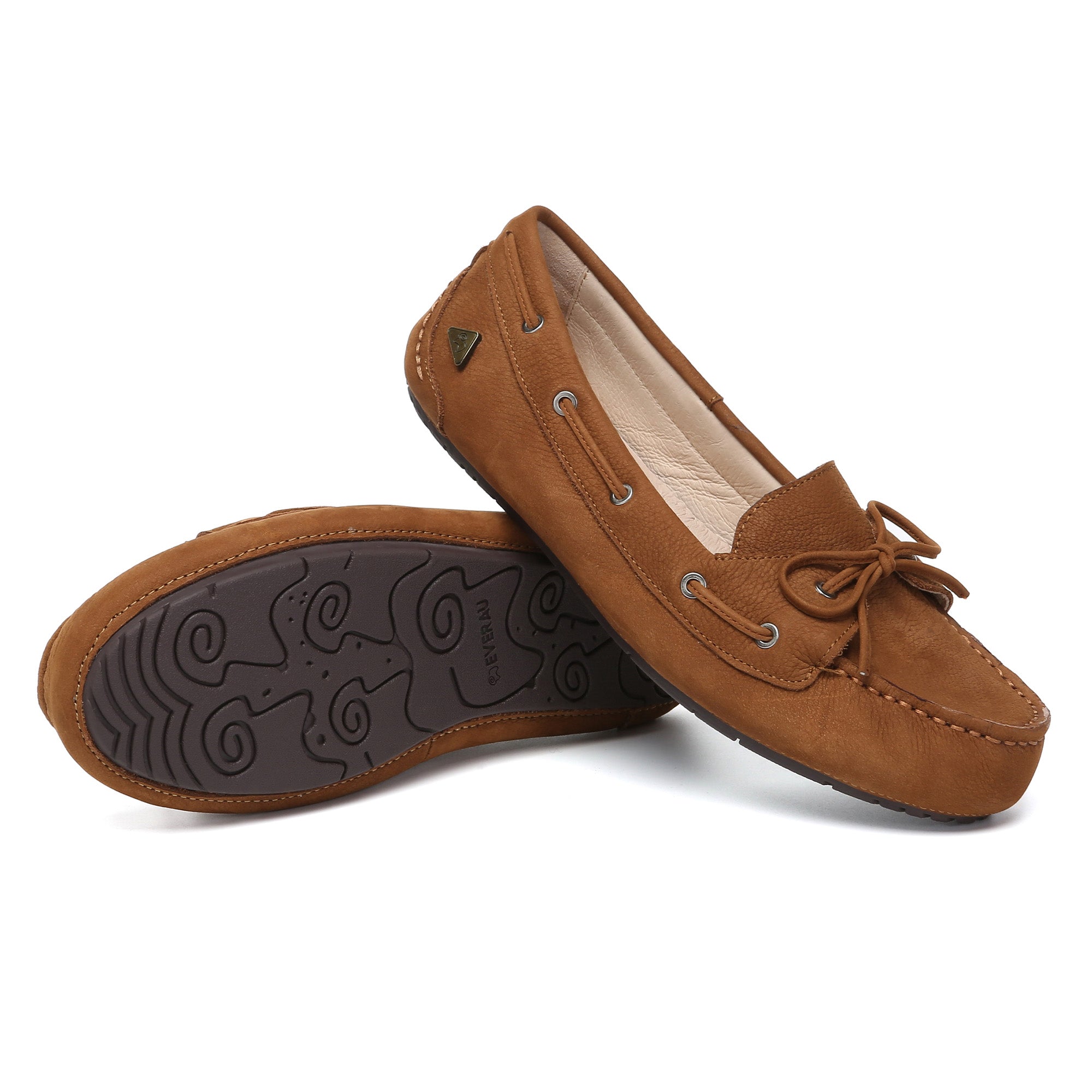 EverUgg Monty casual leather loafer moccasins, stylish flat shoes with a sleek design and smooth leather finish.