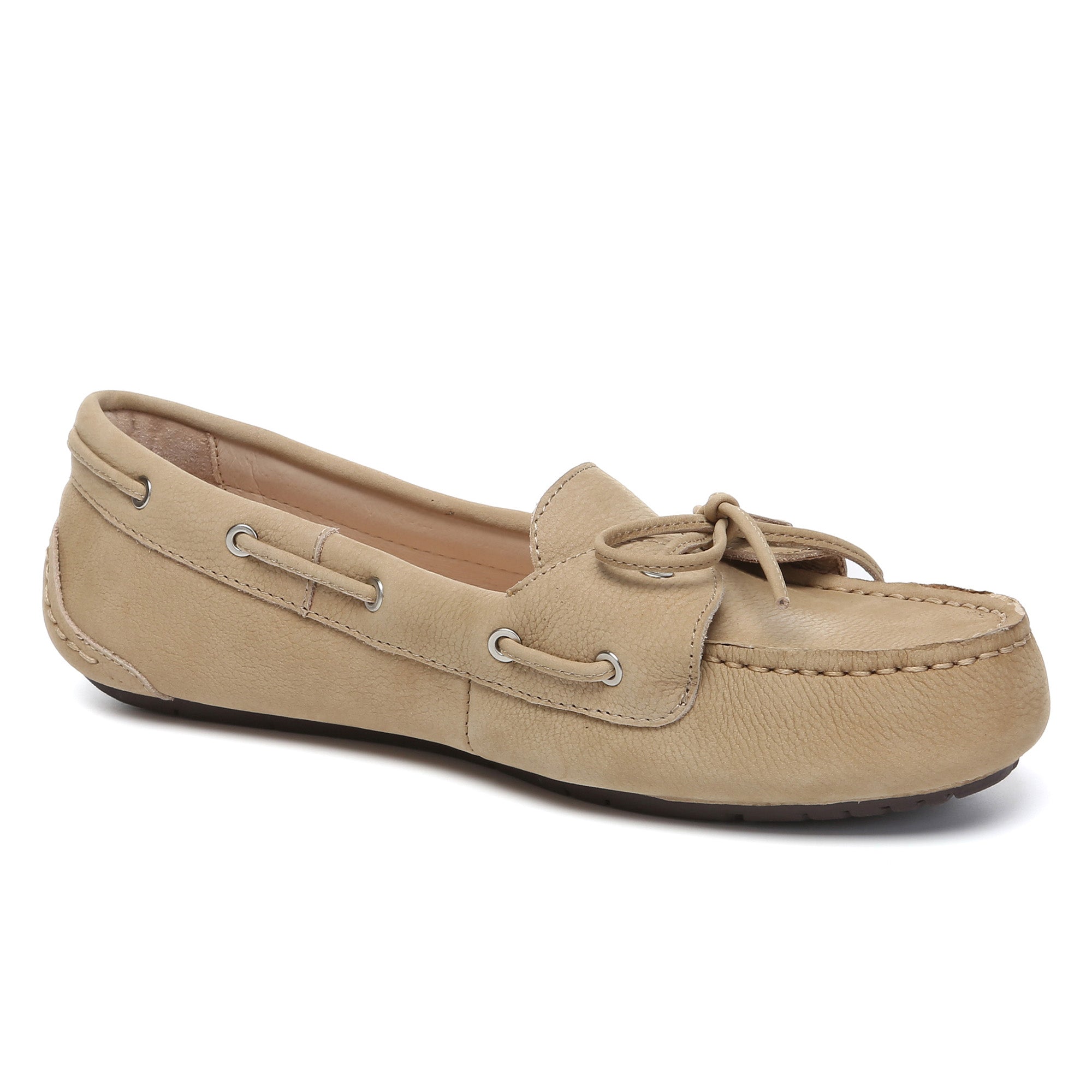 EverUgg Monty casual leather loafer moccasins for men, featuring a sleek flat design with smooth leather and classic stitching detail.