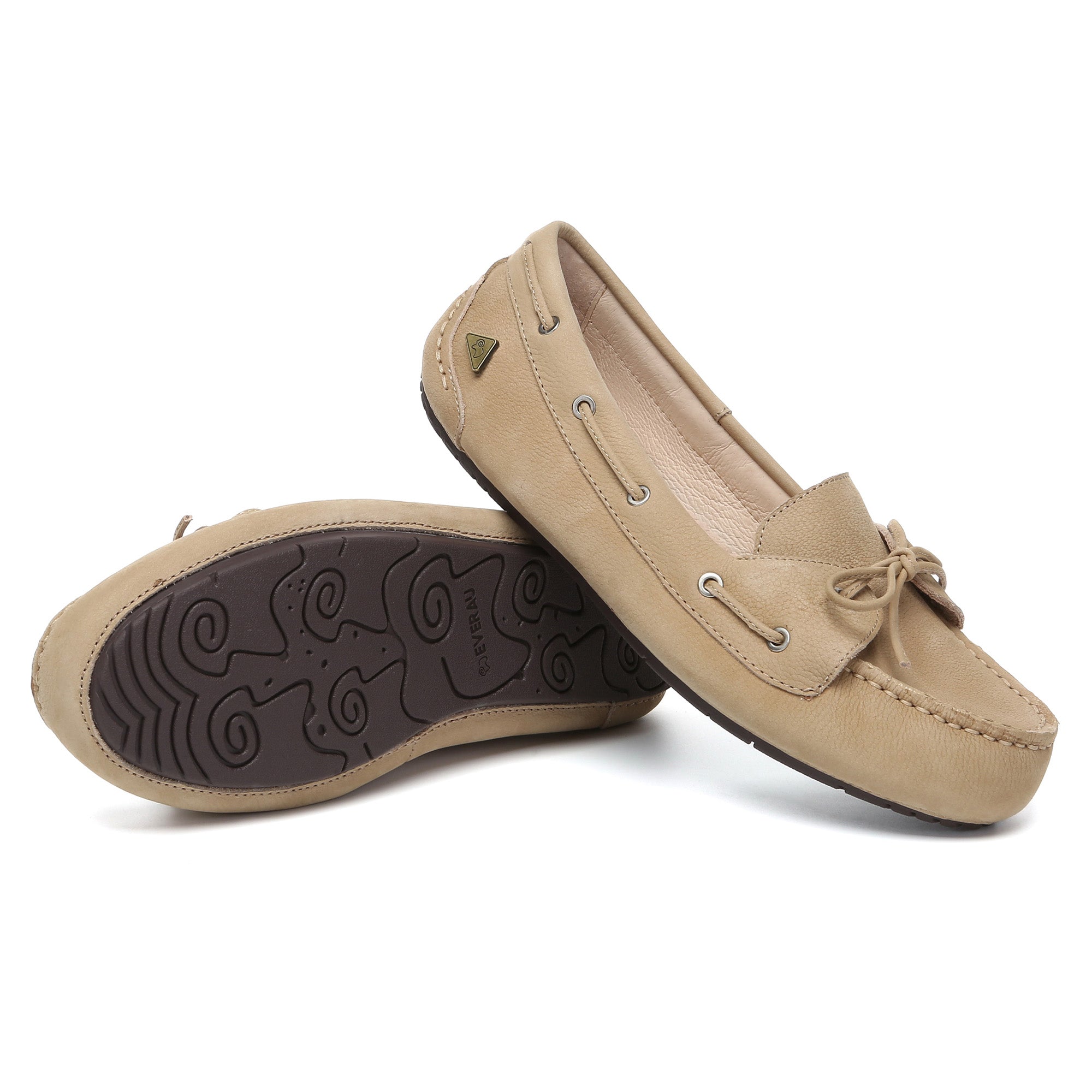 EverUgg Monty casual leather loafer moccasins for men, featuring a sleek slip-on design and smooth brown leather finish.
