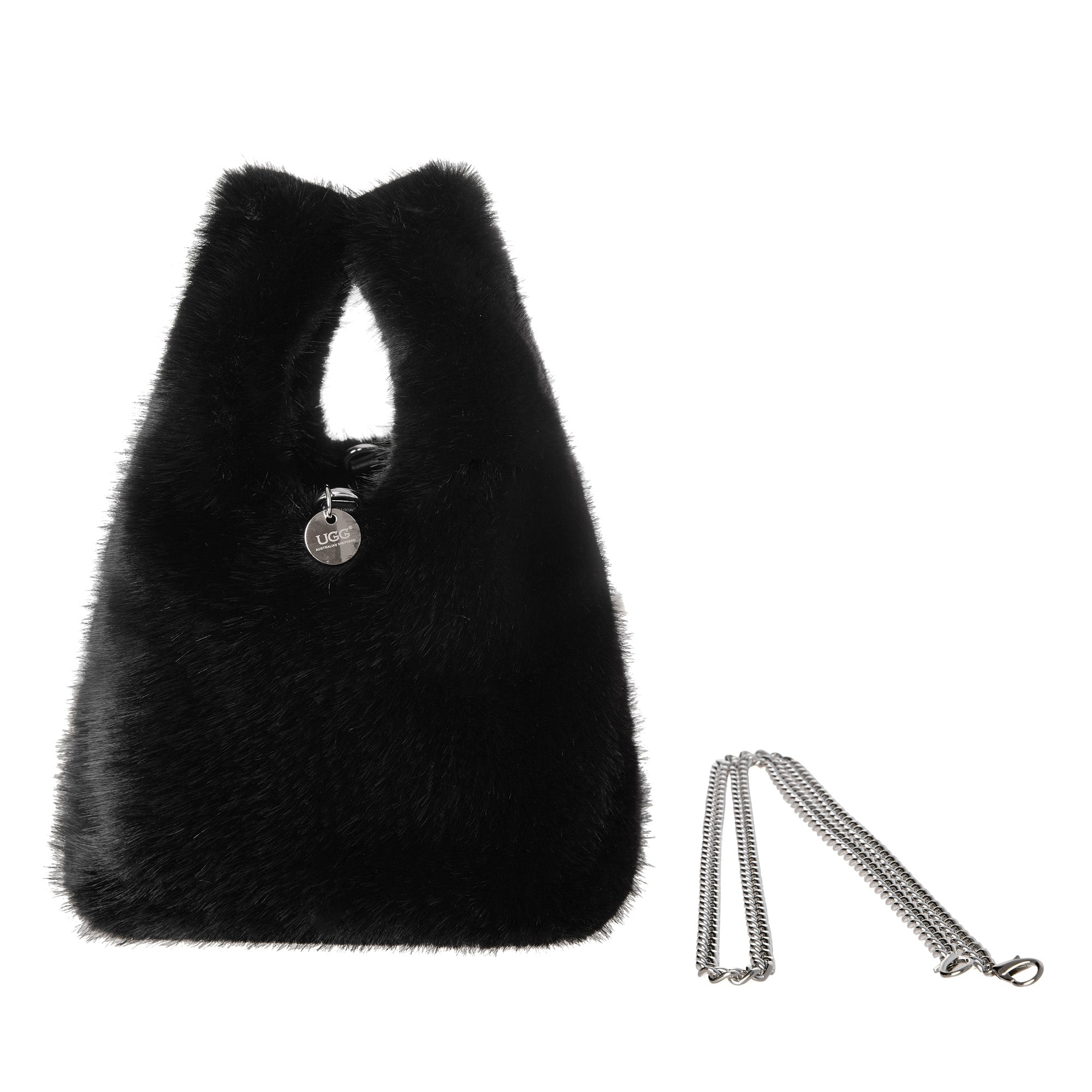 EverUgg Moore Luxury Soft Fluffy Handbag with plush, textured exterior and stylish design, perfect for elegant accessories.