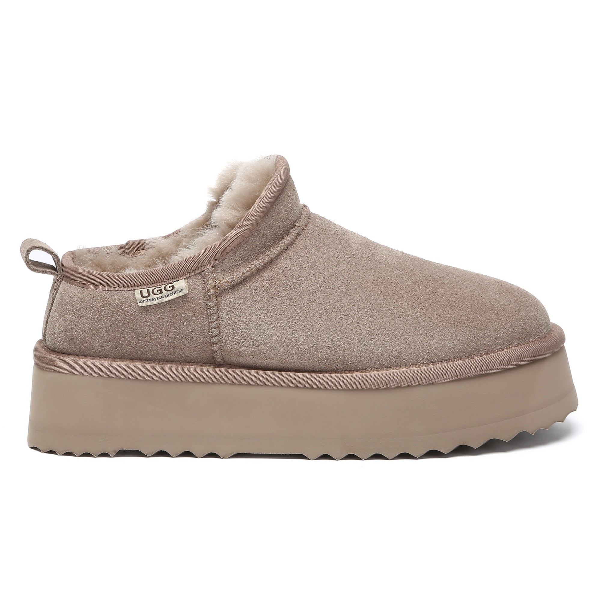 EverUgg Nano Classic Ankle UGG platform boots for women, featuring plush sheepskin lining and sturdy rubber soles.