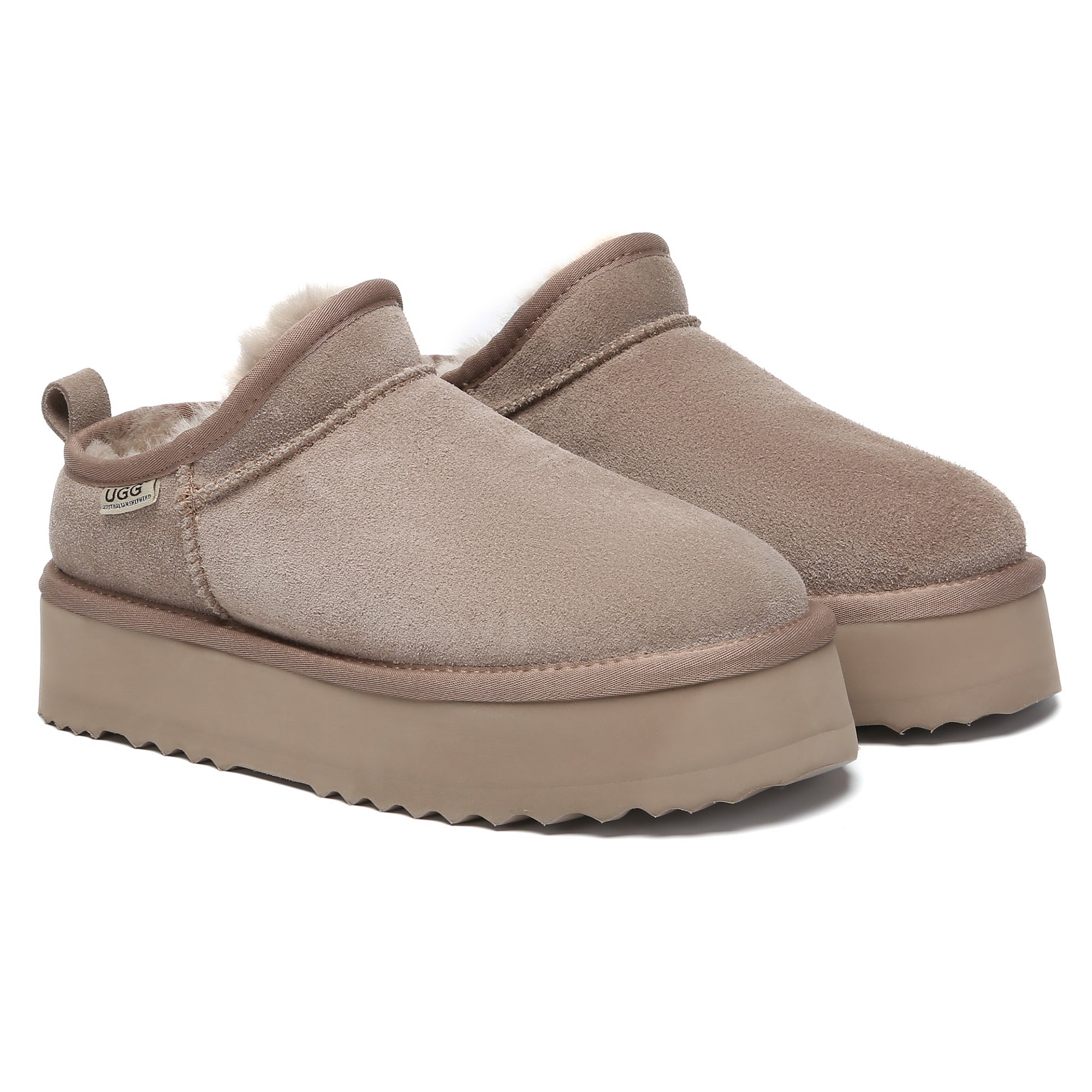 EverUgg Nano Classic Ankle UGG platform boots for women, featuring a suede upper, cozy shearling lining, and ankle height design.