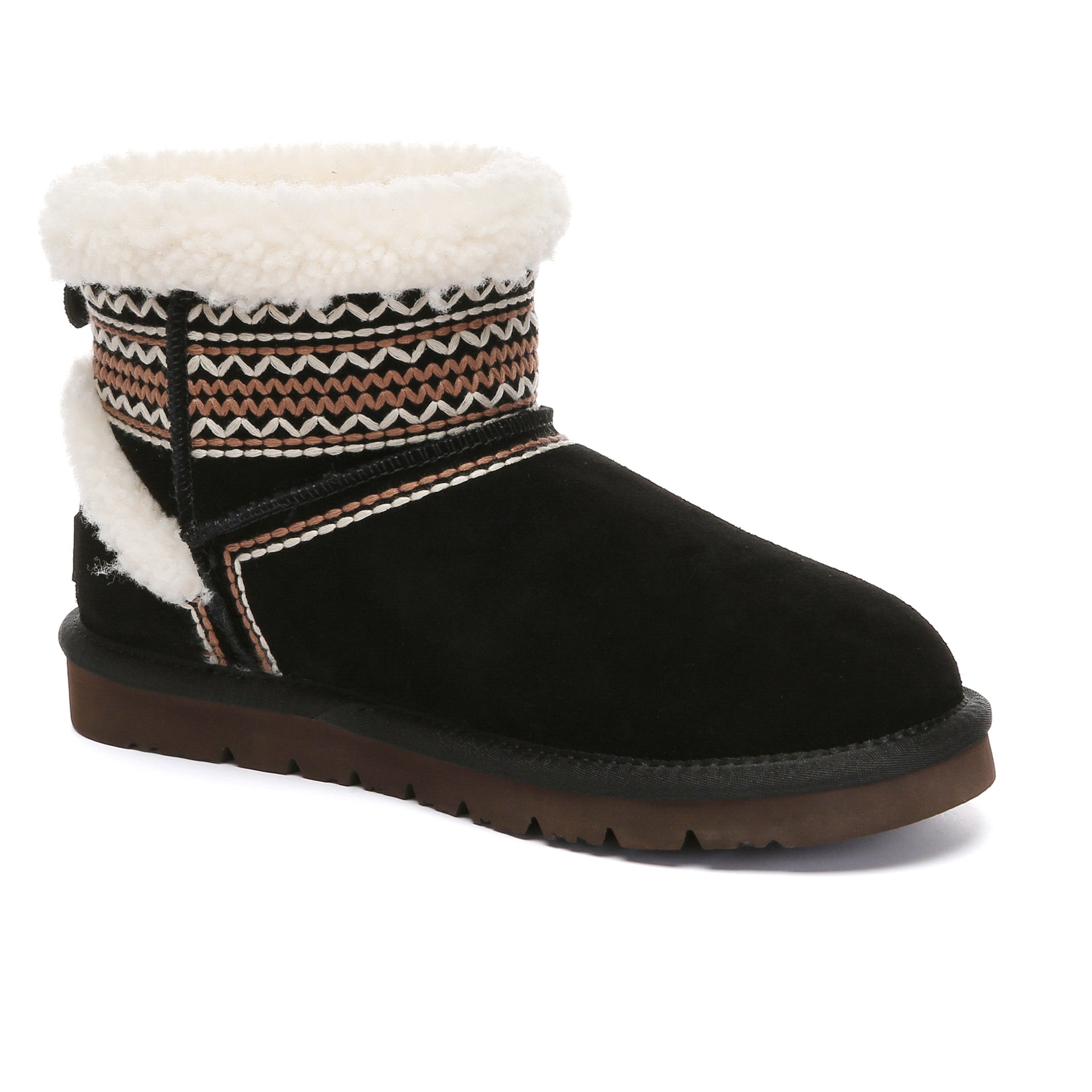 EverUgg Nordic pattern shearling UGG boots for women, featuring cozy shearling lining and Nordic-inspired design.