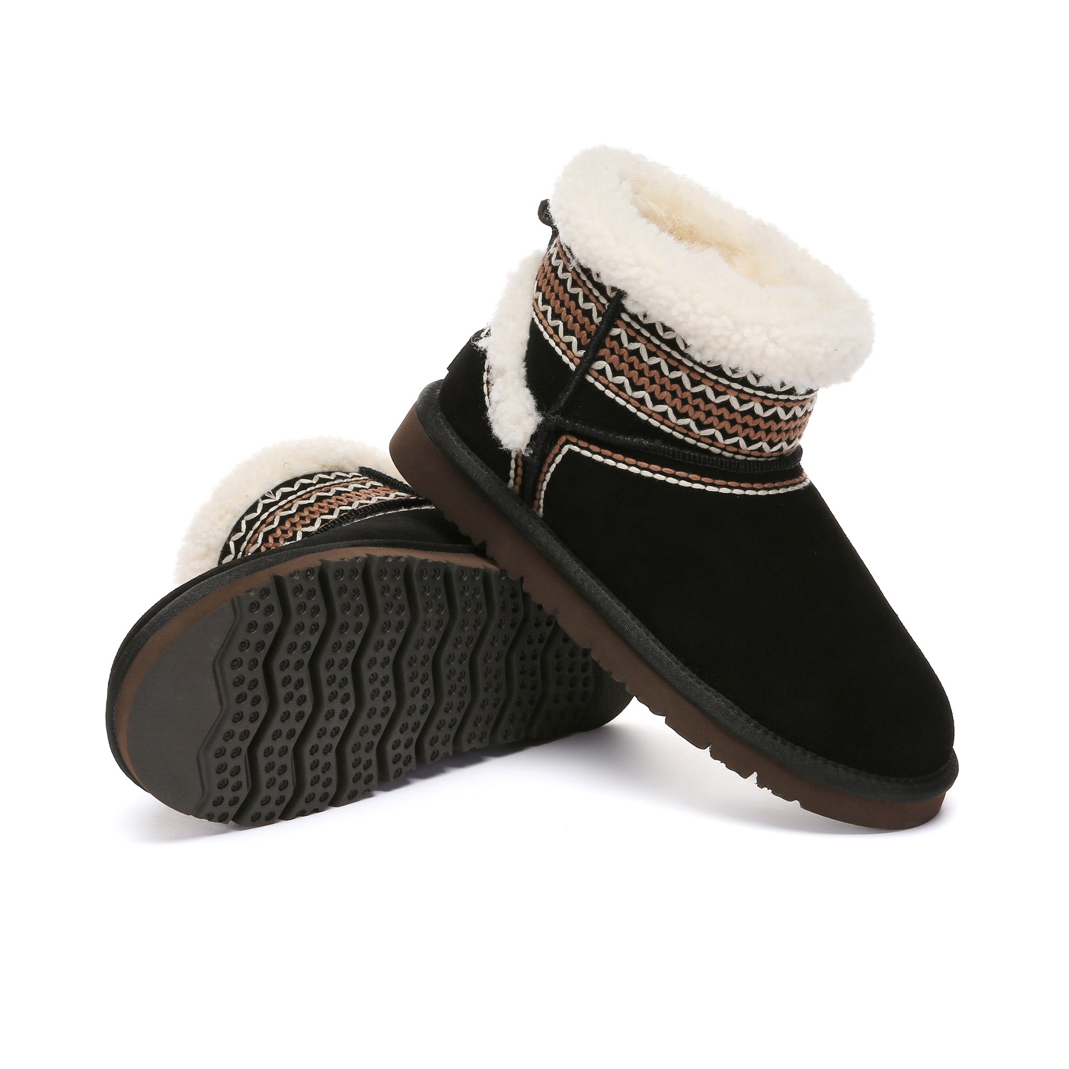 EverUgg Nordic pattern shearling UGG boots for women, showcasing cozy shearling lining and Nordic-inspired knit design.
