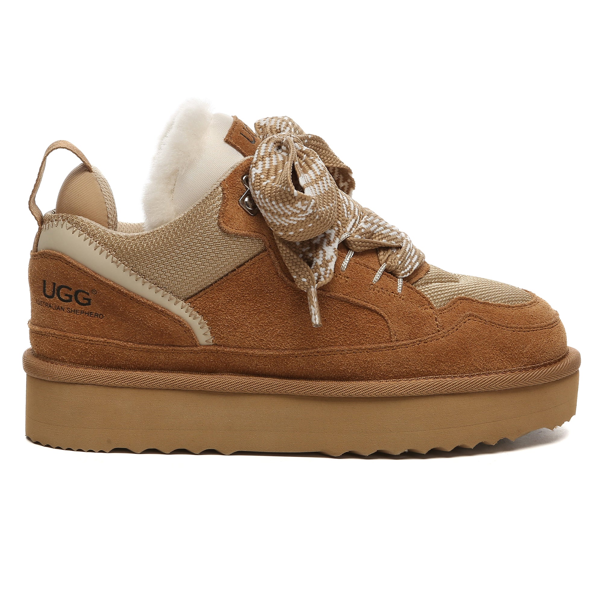 EverUgg Parker lace-up men's UGG platform shoes with leather uppers and sturdy soles, stylish and comfortable footwear.