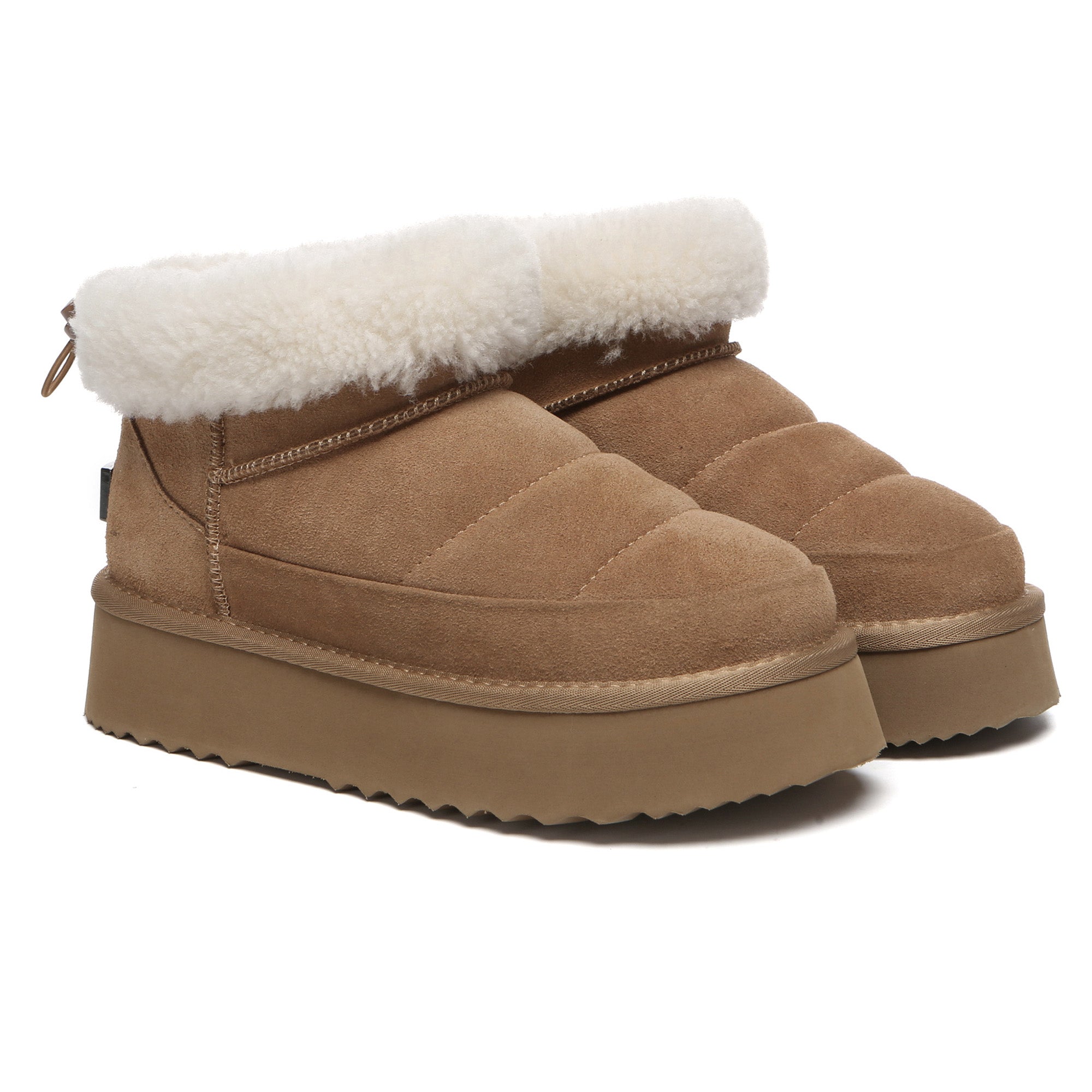 EverUgg Peyton adjustable ankle platform UGG boots for women, featuring stylish design and comfortable fit in a close-up view.
