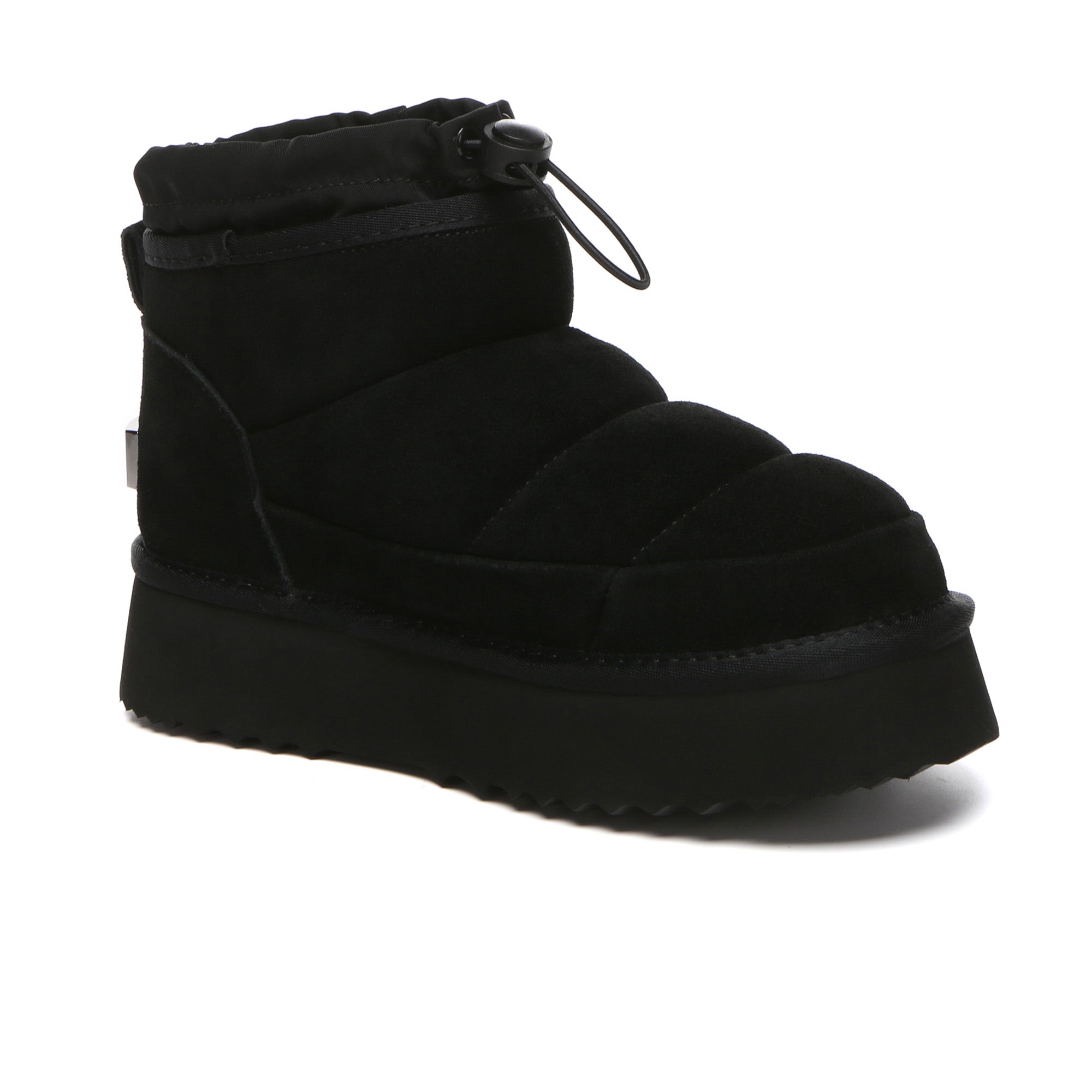 EverUgg Picken adjustable mini platform UGG boots for women, showcasing stylish brown leather footwear with side zipper detail.