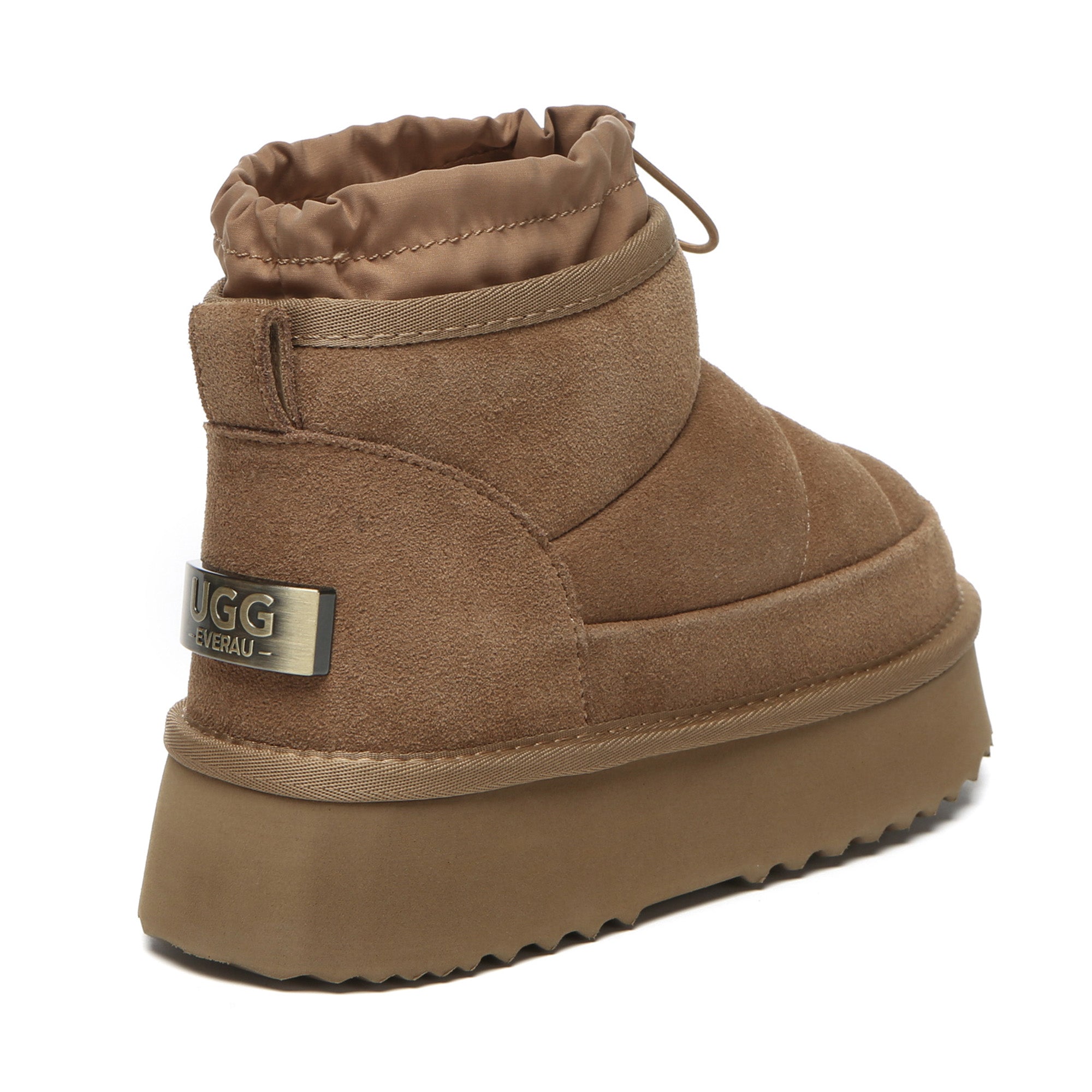 EverUgg Picken adjustable mini platform UGG boots for women, showcasing the stylish design and ankle height with textured material.