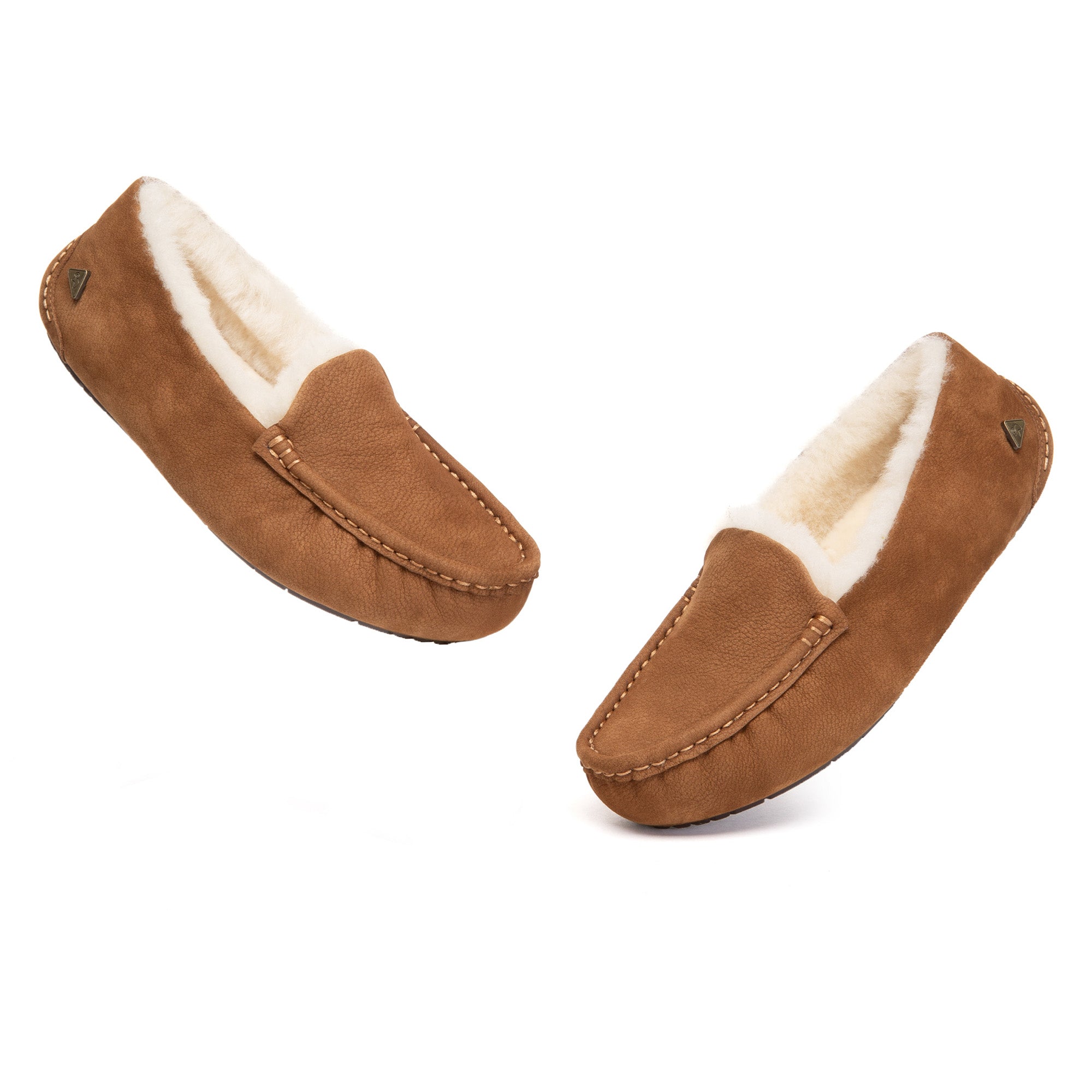EverUgg leather moccasin slippers featuring soft lining and classic design, ideal for comfortable indoor wear.