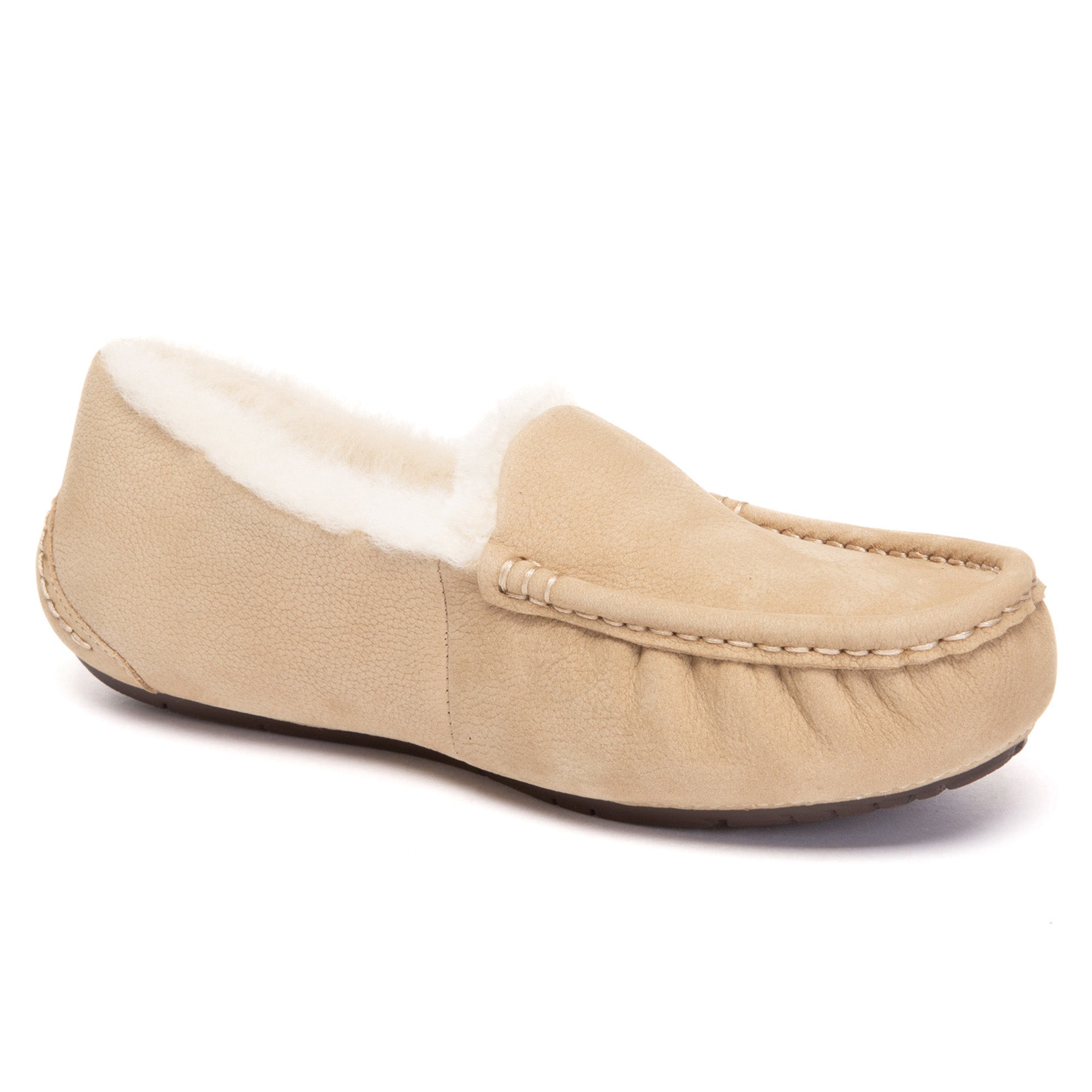 EverUgg leather moccasin slippers with soft, cozy interior and classic design, perfect for indoor comfort.