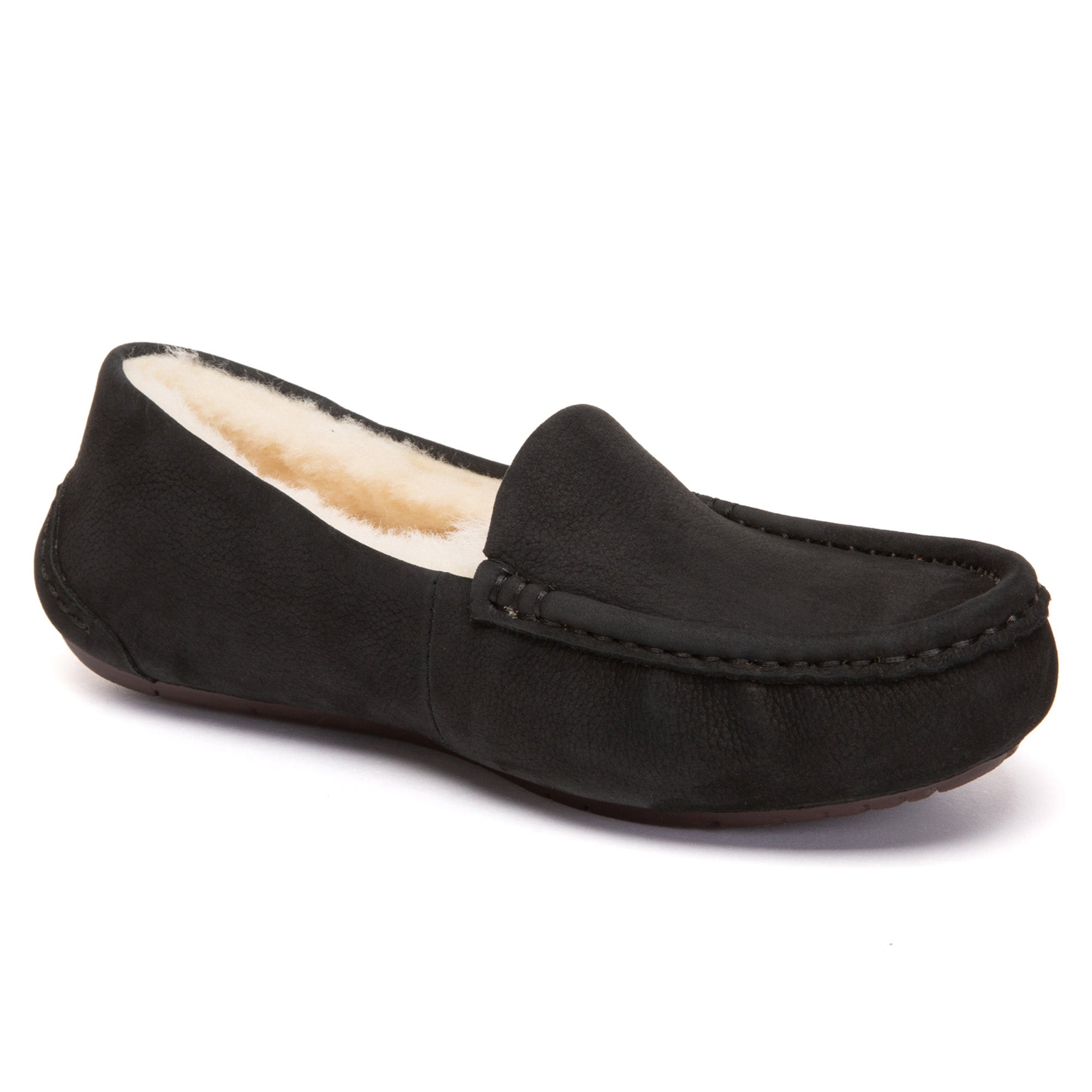 EverUgg leather moccasin slippers for women, featuring soft, comfortable design and classic moccasin style.