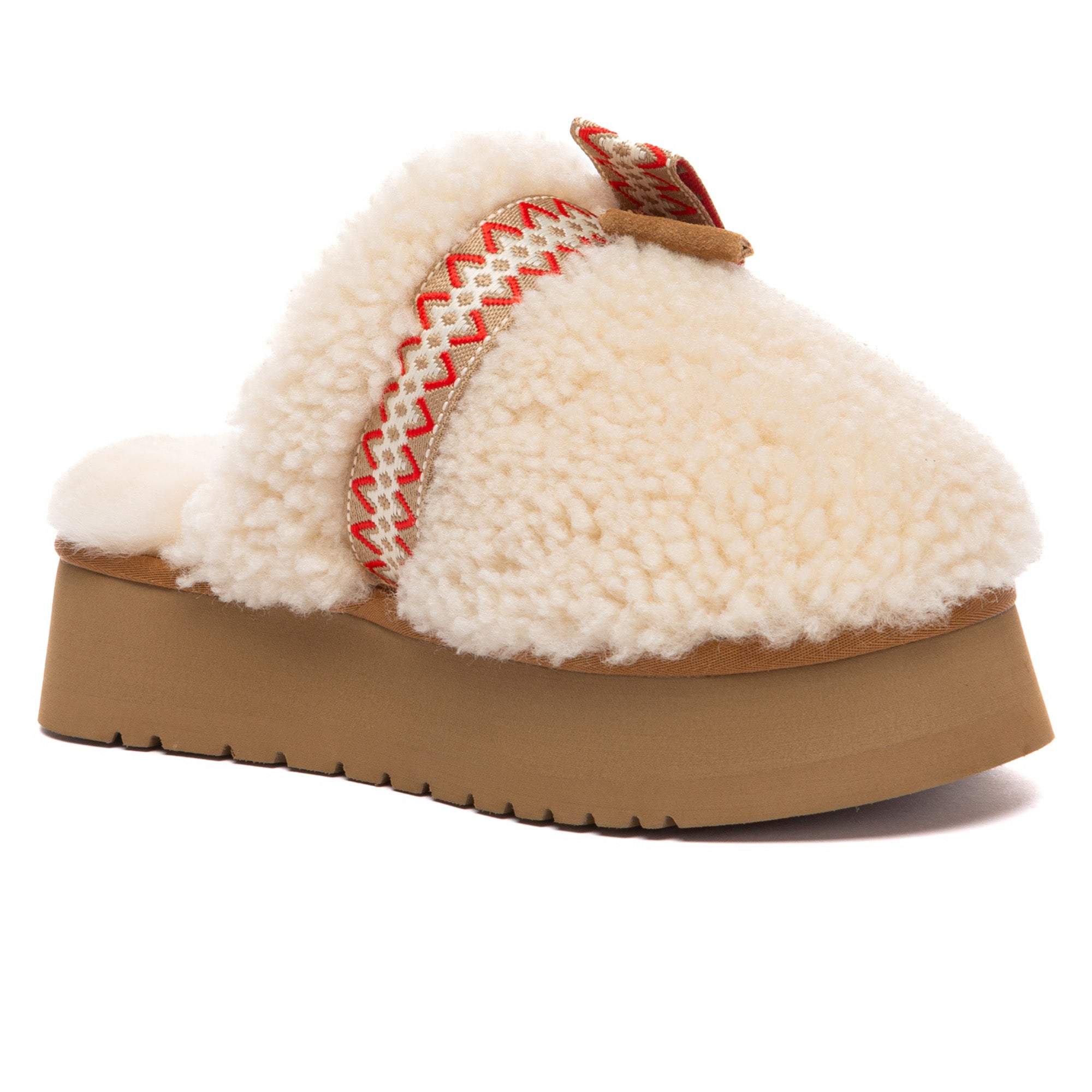 EverUgg PlushCozy Bow Platform UGG slippers with plush interior and bow detail, shown in a front view.
