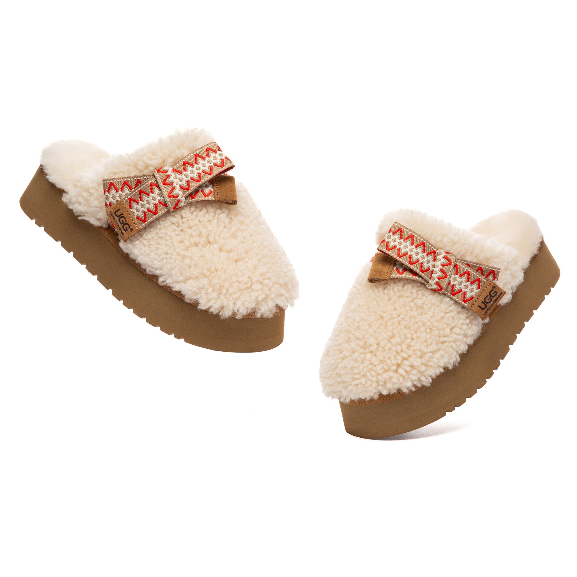 EverUgg PlushCozy Bow Platform UGG slippers featuring soft plush material and a stylish bow design for comfortable indoor wear.