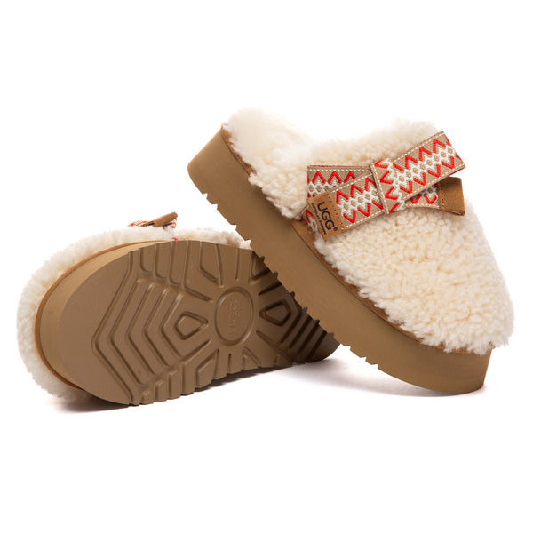 EverUgg PlushCozy Bow Platform UGG slippers featuring soft plush material and a stylish bow detail on a comfortable platform sole.