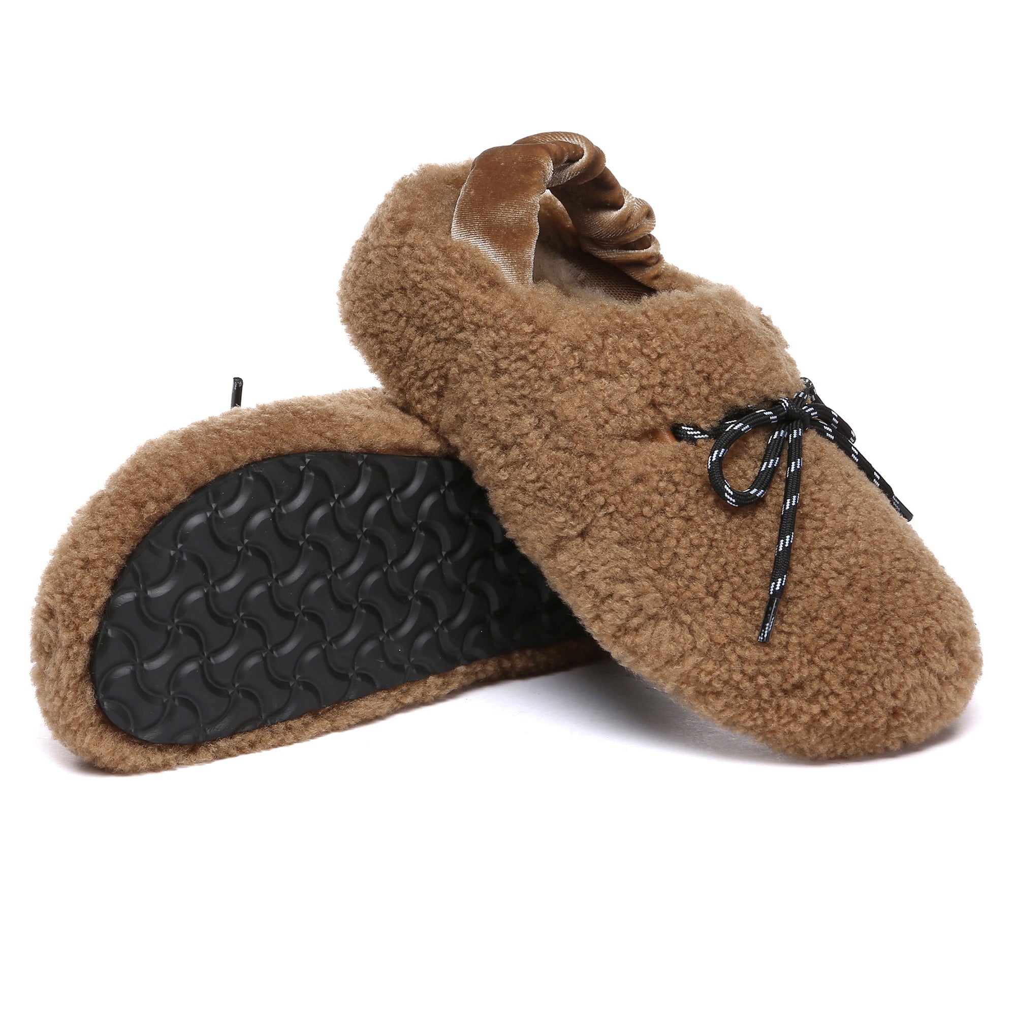EverUgg PlushCozy slingback lace slippers for women with soft plush material and comfortable slip-on design.