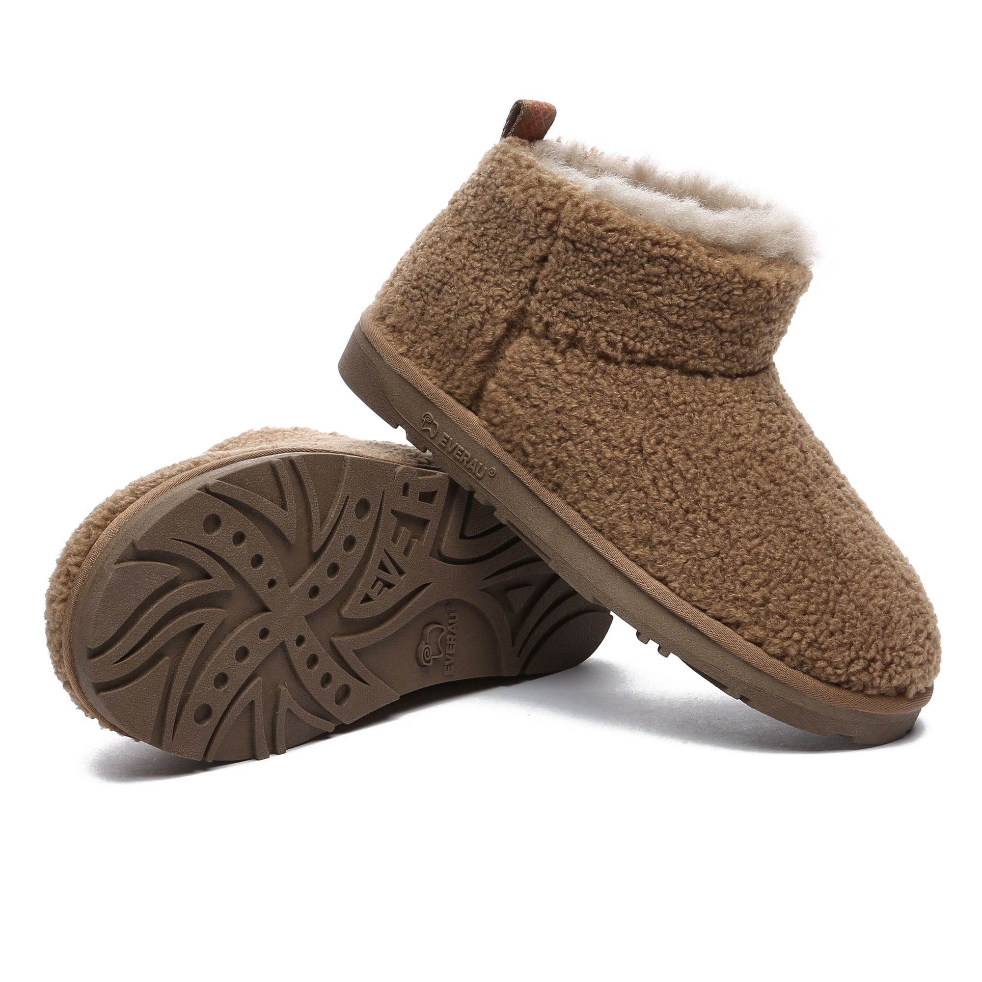 EverUgg PlushCozy Ultra Mini UGG Boots in soft plush material, showcasing the compact, stylish design of these cozy winter boots.