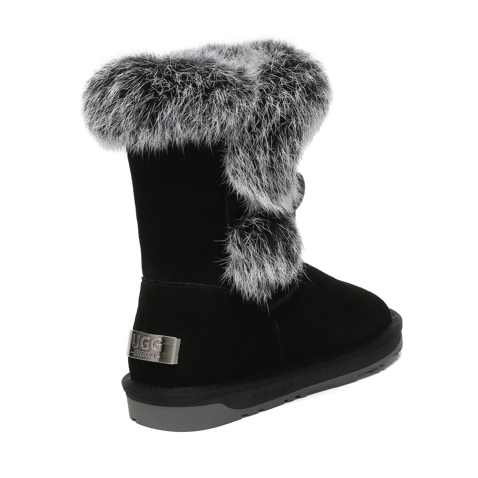 EverUgg Premium Foxy Button Fur UGG boots for women featuring soft fur lining and stylish button accents.