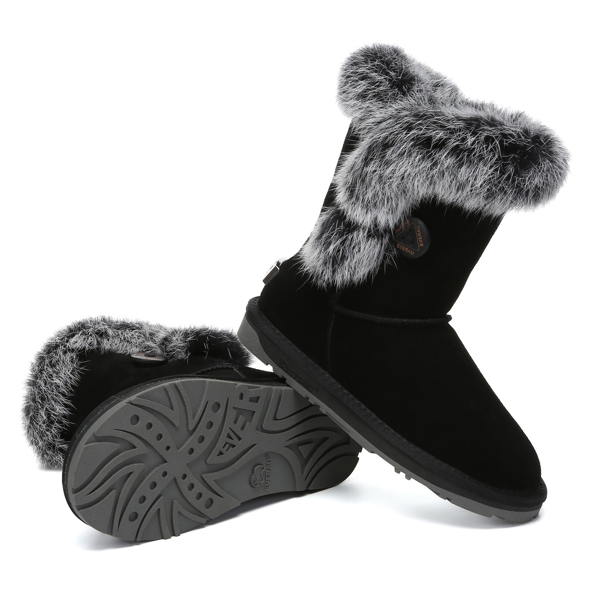 EverUgg Premium Foxy Button Fur UGG boots for women featuring soft fur lining and stylish button accents.