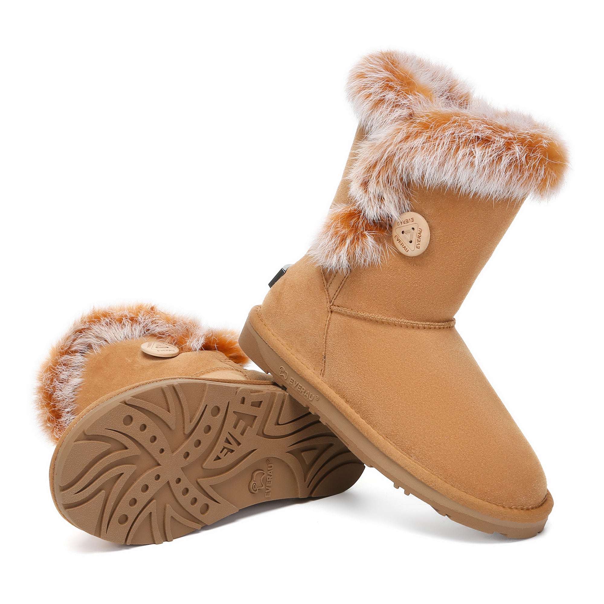EverUgg premium foxy button fur UGG boots for women featuring stylish design and cozy fur details.