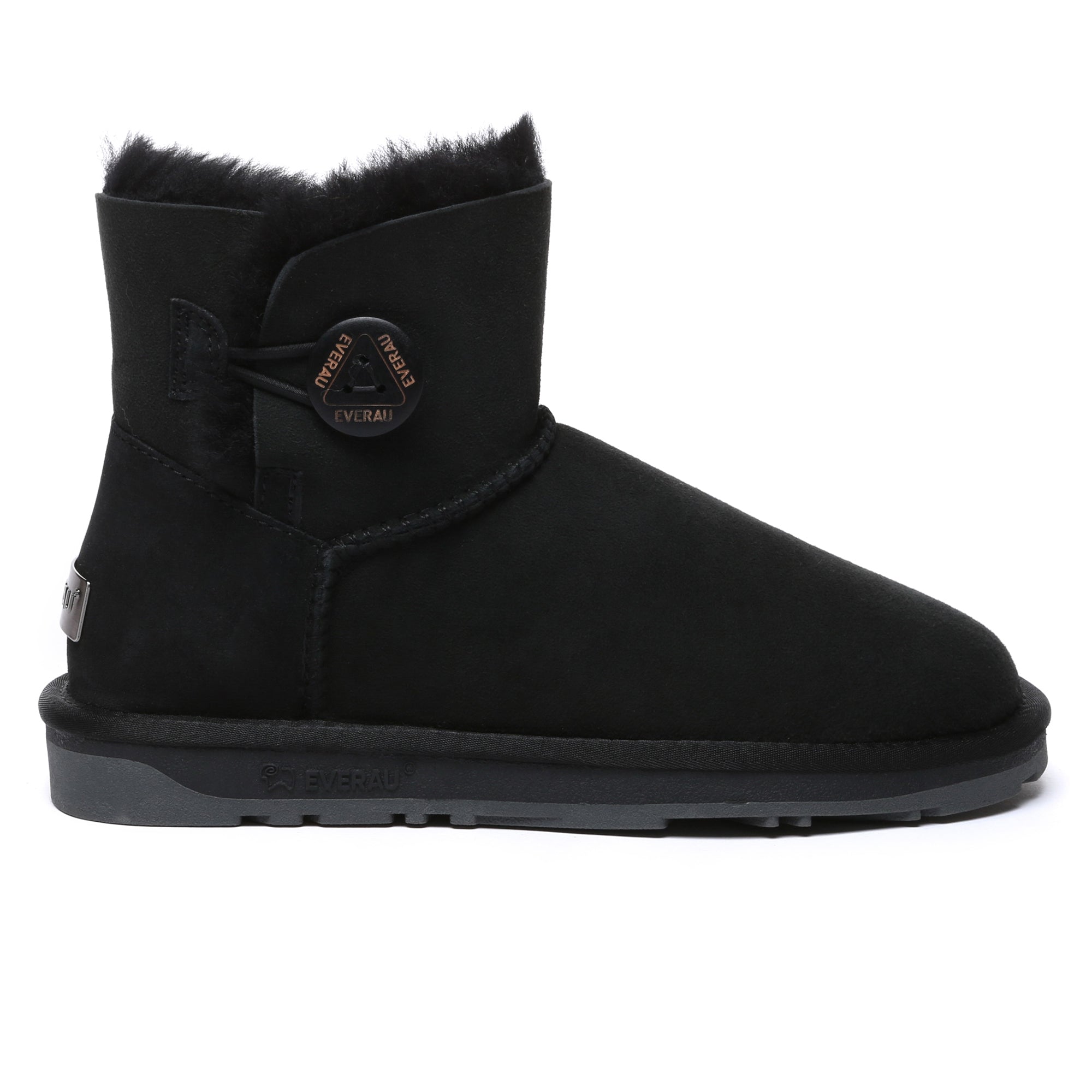 EverUgg premium mini button classic sheepskin UGG boots for women, showcasing cozy sheepskin exterior and stylish design.