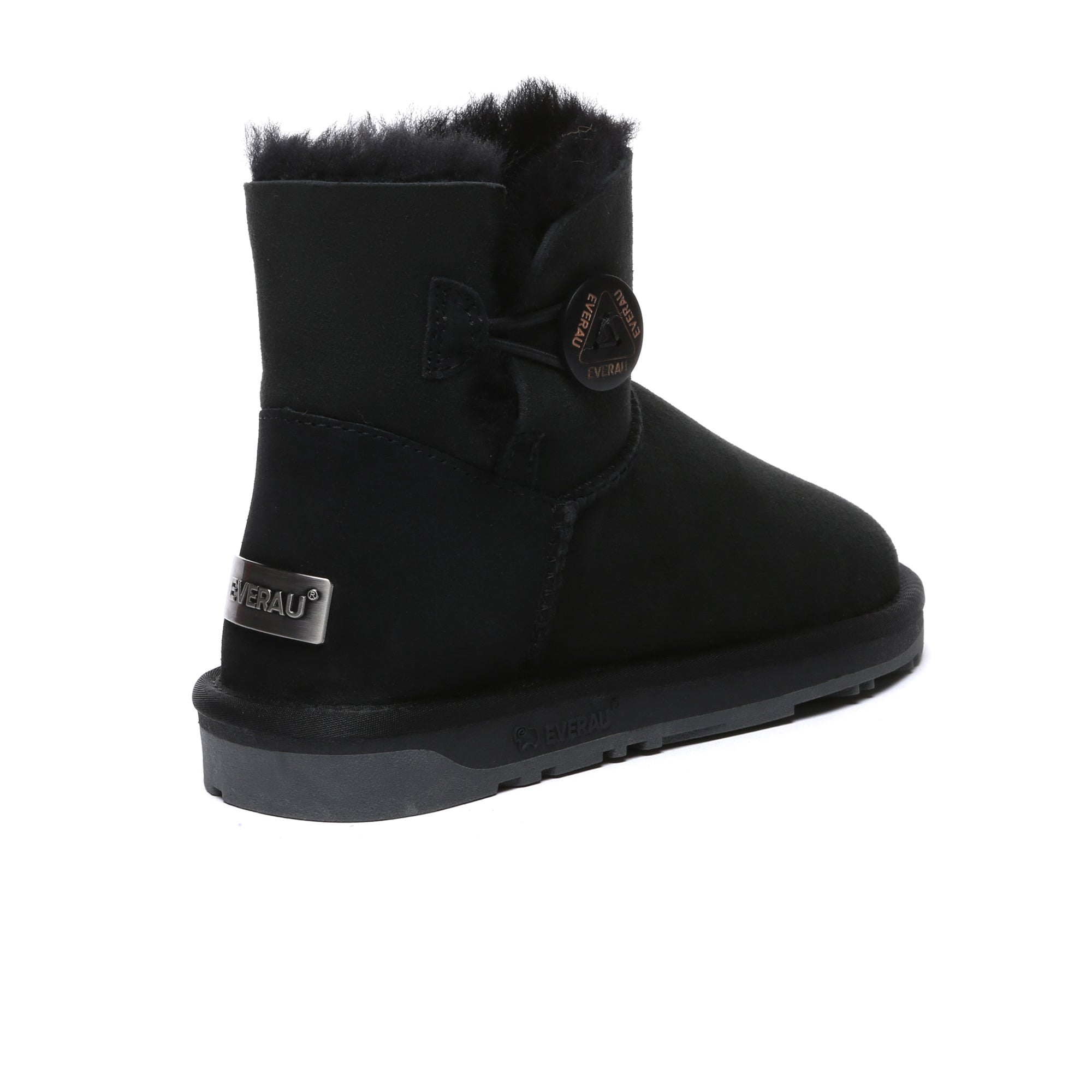 EverUgg premium mini button classic sheepskin UGG boots for women, showing cozy sheepskin lining and stylish button details.