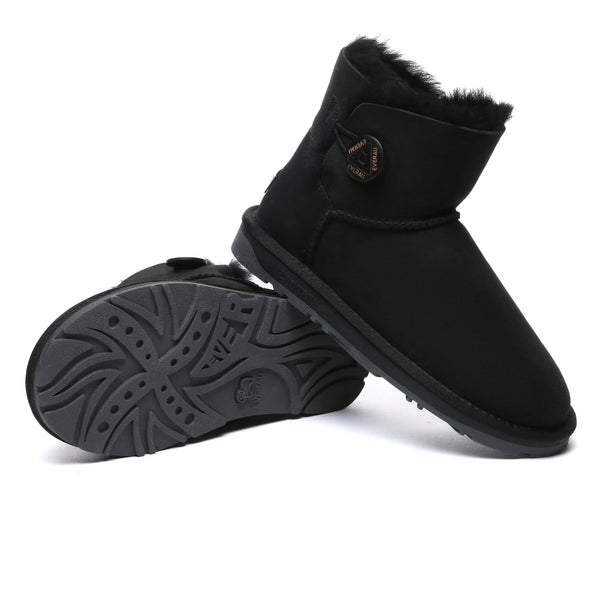 EverUgg premium mini button classic sheepskin UGG boots for women, showing the soft sheepskin exterior and stylish button details.