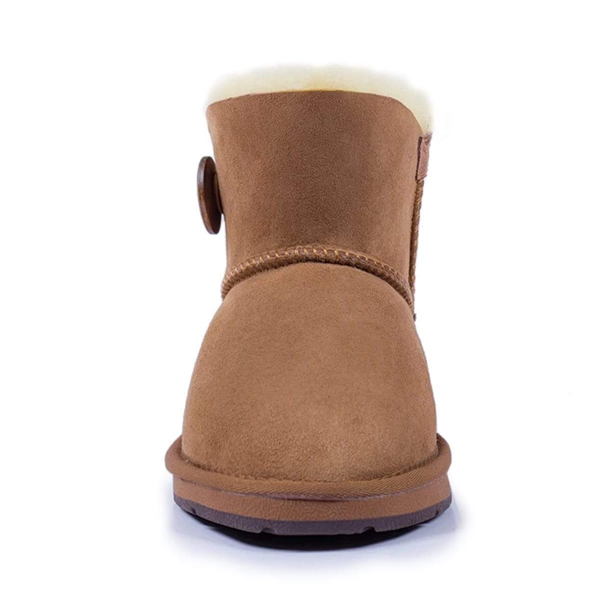 A pair of black Auzland Premium Mini Button UGG Boots for women with classic sheepskin lining and button accents.