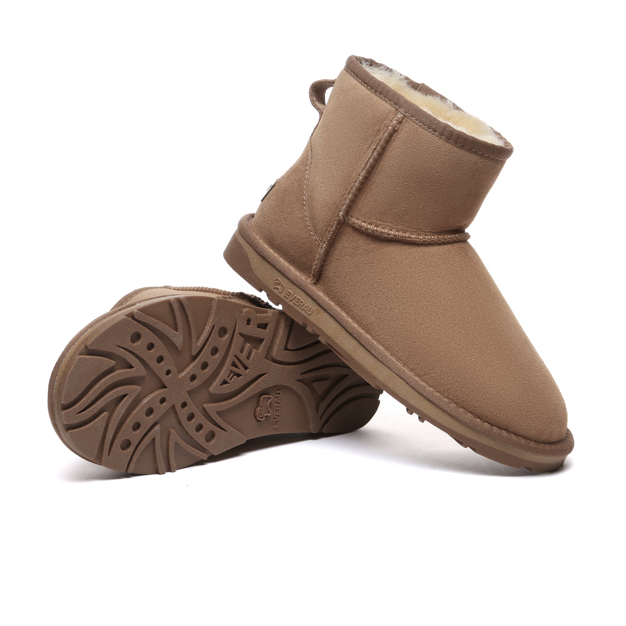 EverUgg premium mini classic sheepskin UGG boots for women, showcasing cozy, soft sheepskin exterior and comfortable ankle height.