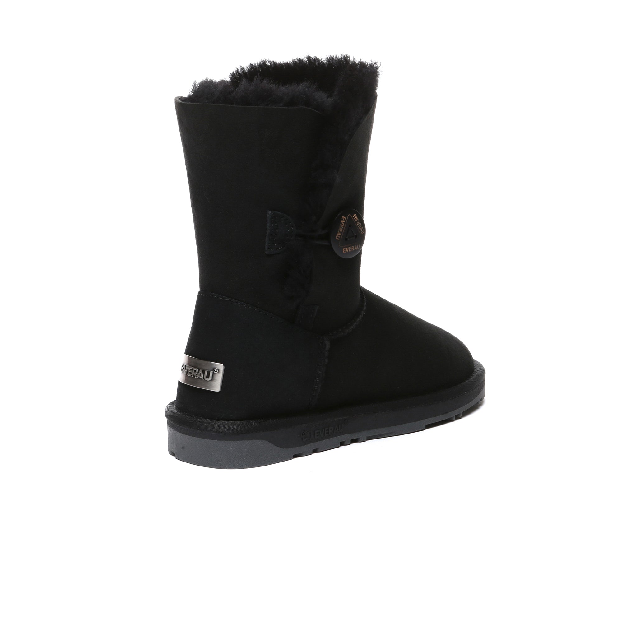 EverUgg premium short sheepskin UGG boots for women featuring classic button detail and cozy sheepskin lining.