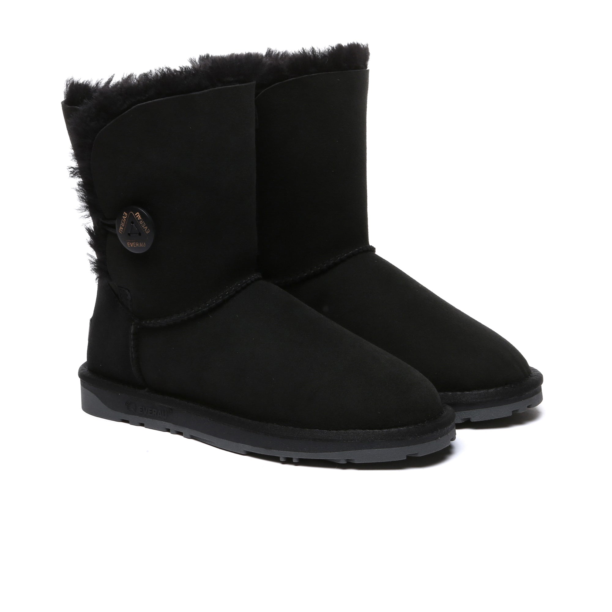EverUgg premium short classic sheepskin UGG boots for women, showing soft sheepskin exterior and cozy interior.