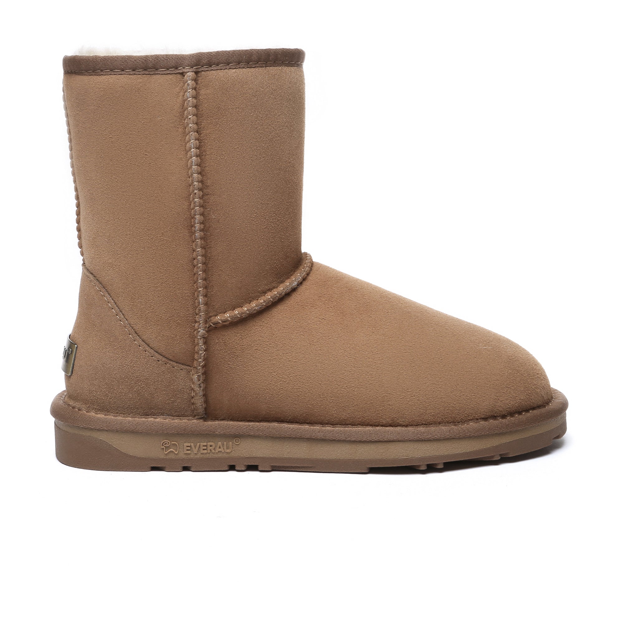 EverUgg premium short classic sheepskin UGG boots for women, showing the soft sheepskin exterior and cozy interior.