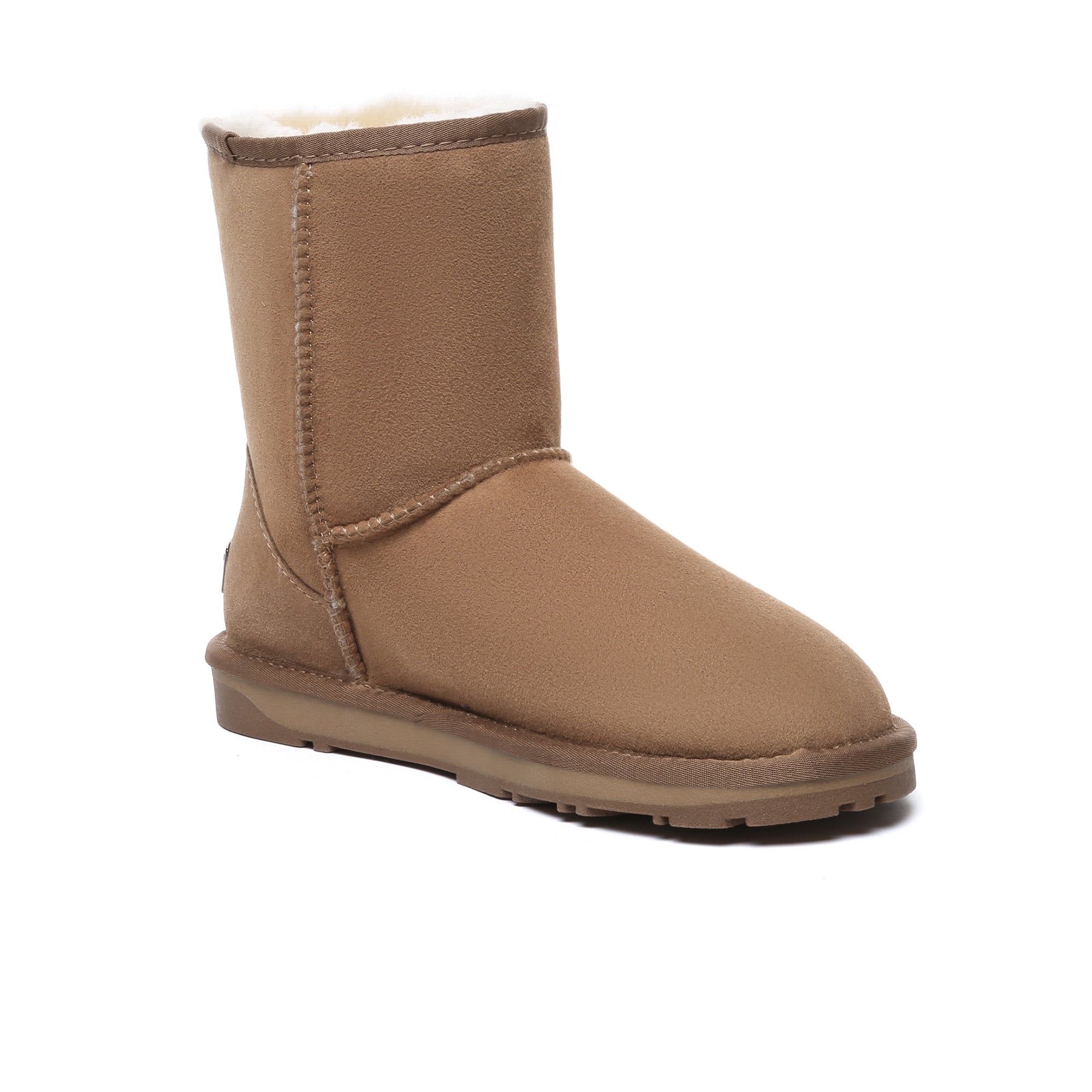 EverUgg premium short classic sheepskin UGG boots for women, showing cozy sheepskin lining and stylish leather exterior.