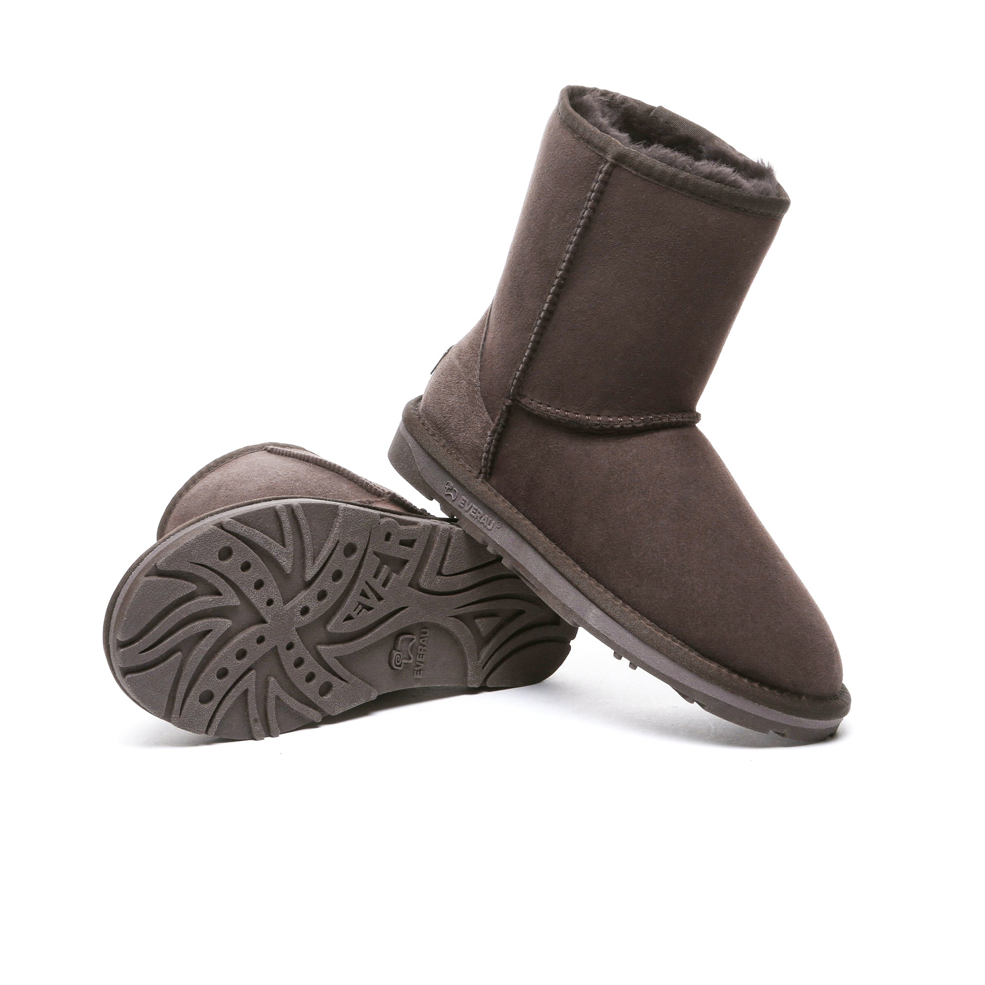 EverUgg premium short classic sheepskin UGG boots for women, showing cozy interior and stylish sheepskin exterior.