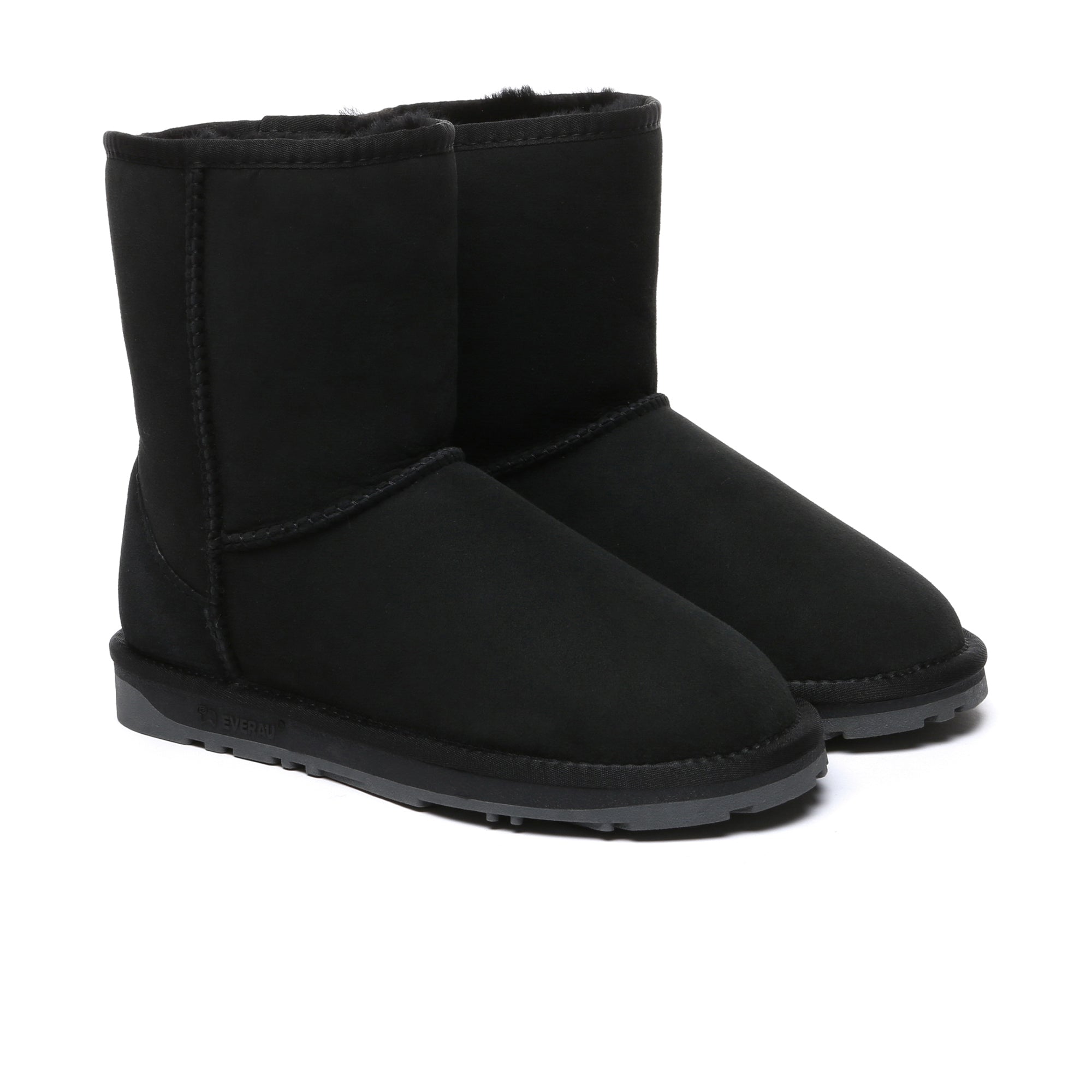 EverUgg premium short classic sheepskin UGG boots for women, showing the cozy sheepskin lining and soft suede exterior.