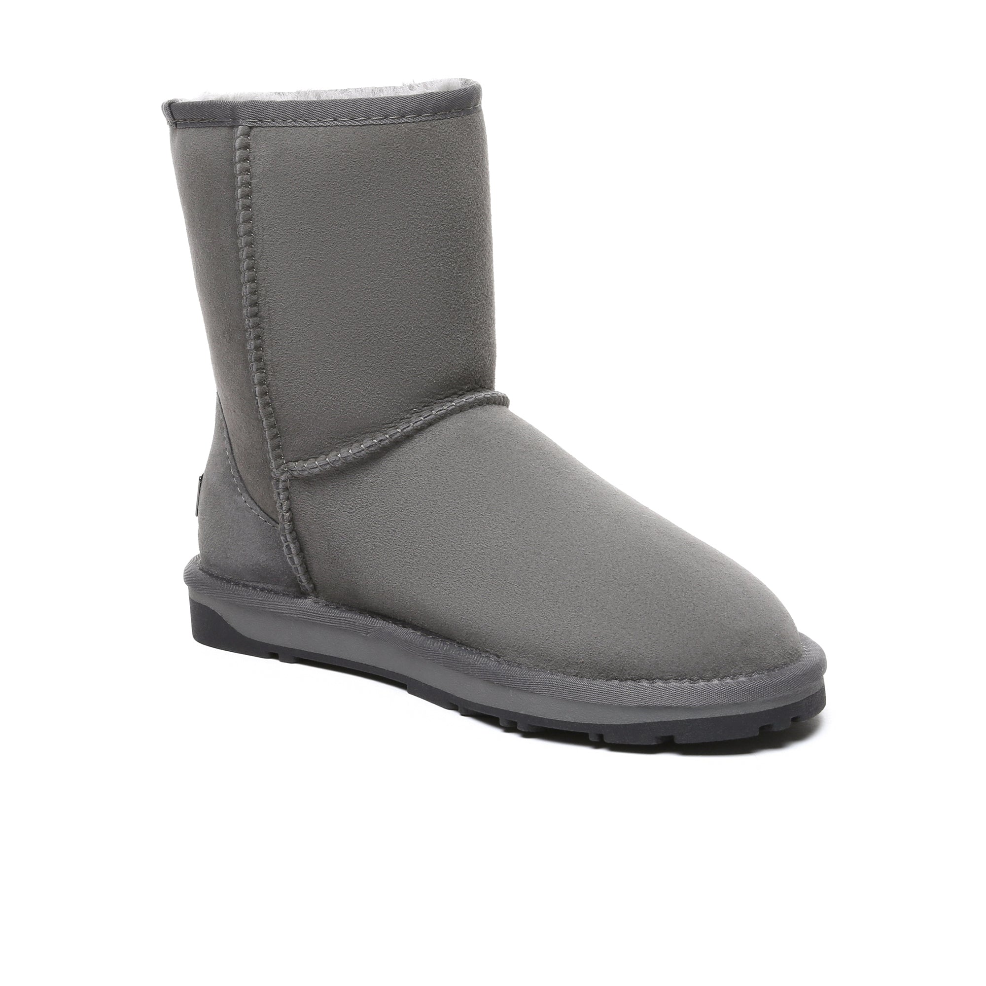 EverUgg premium short classic sheepskin UGG boots for women, showing the cozy, soft sheepskin exterior and rugged sole.