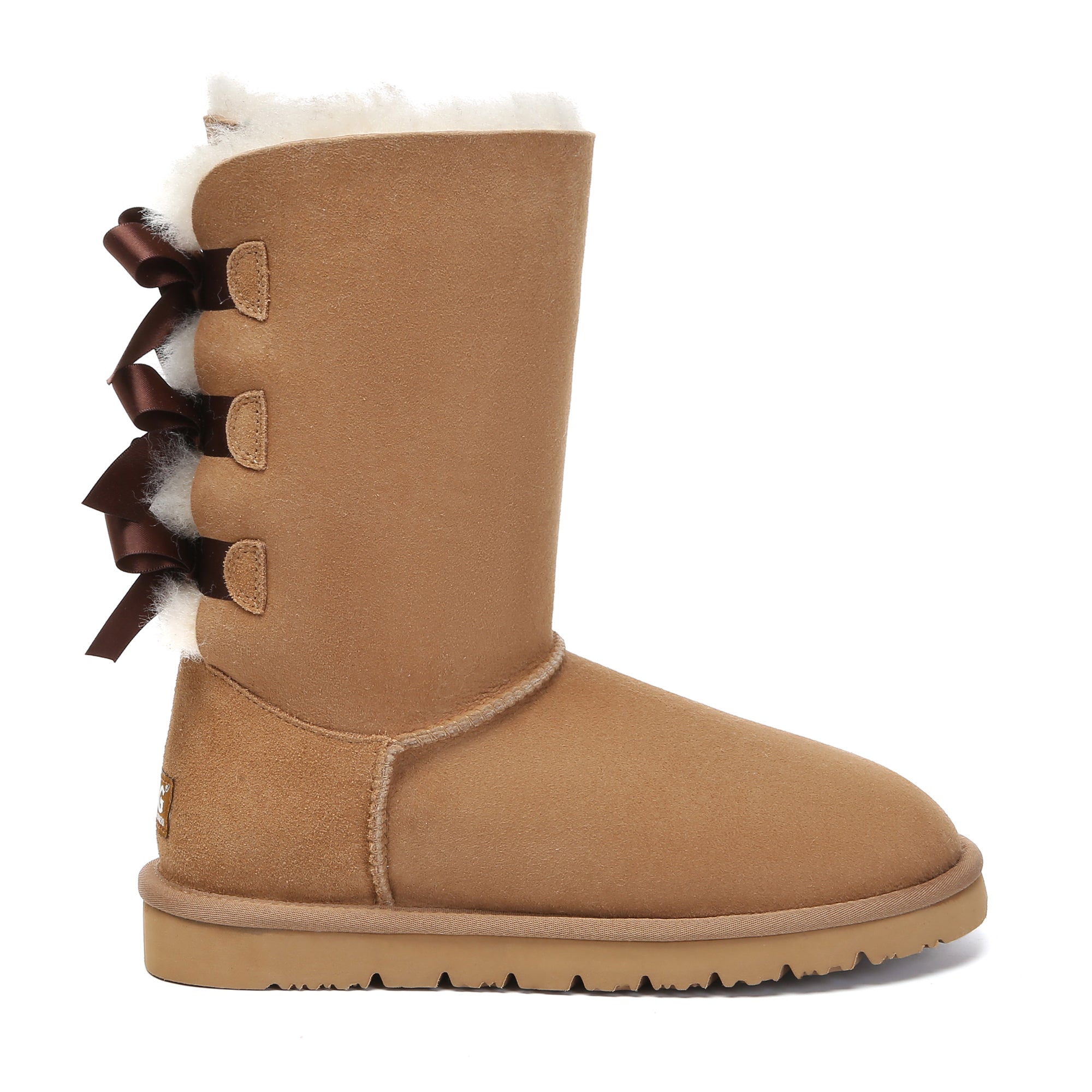 EverUgg premium tall back bow UGG boots for women, stylish shoe with a bow detail and tall back design.