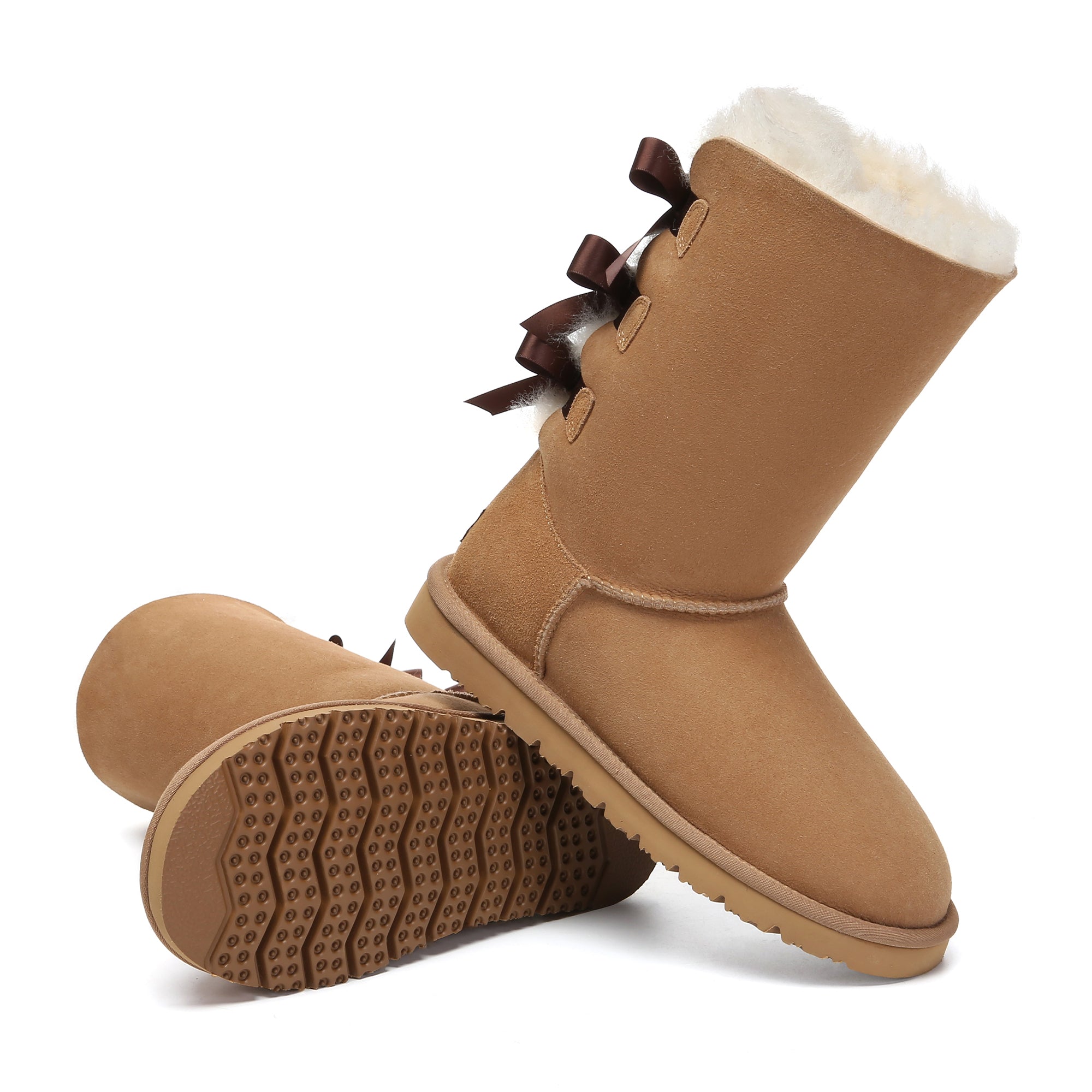EverUgg premium tall back bow UGG boots for women, featuring a stylish design and comfortable fit with a tall back and bow detail.