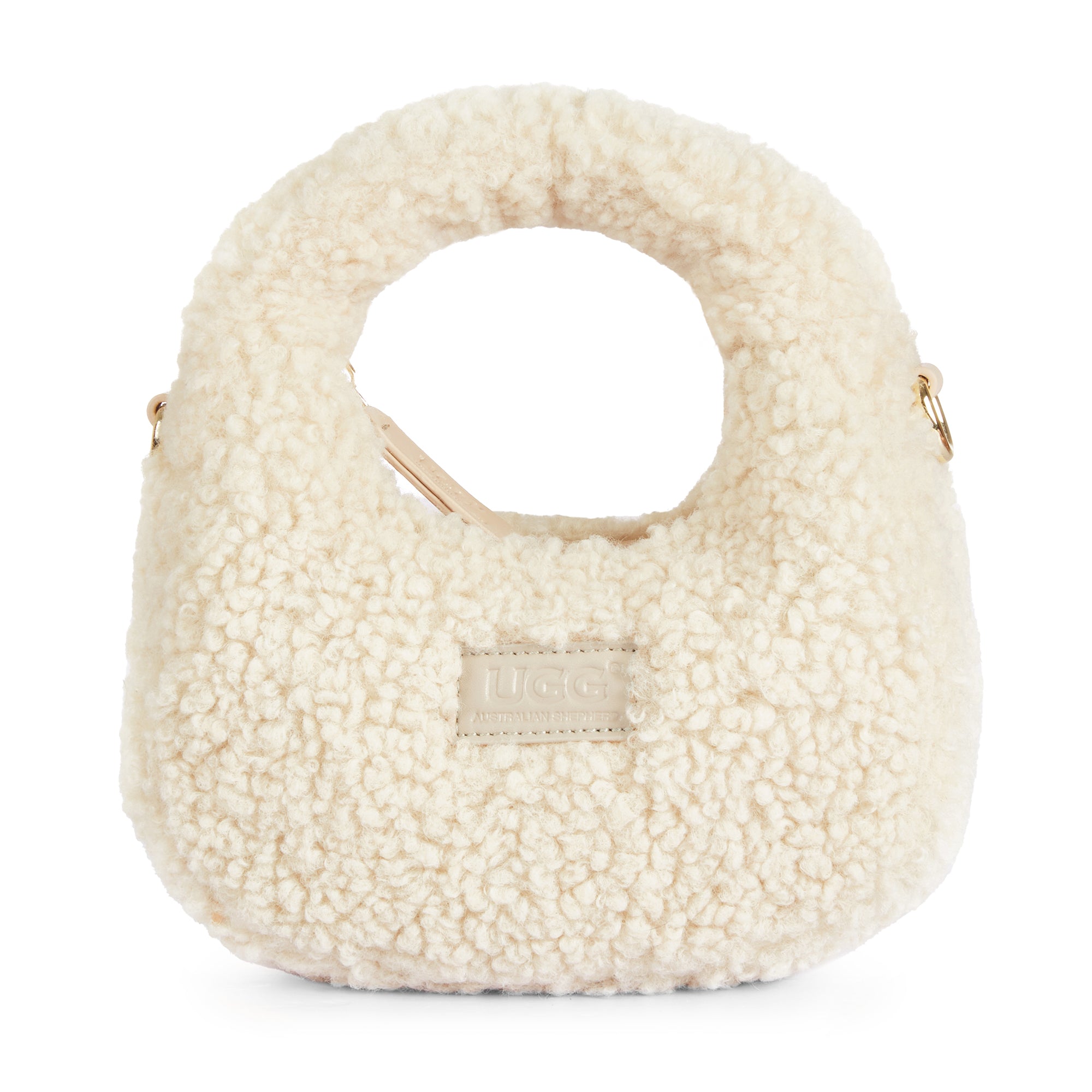 EverUgg Premium Teddy Handbag in soft, plush fabric with a rounded shape and top handle, perfect for stylish accessories.