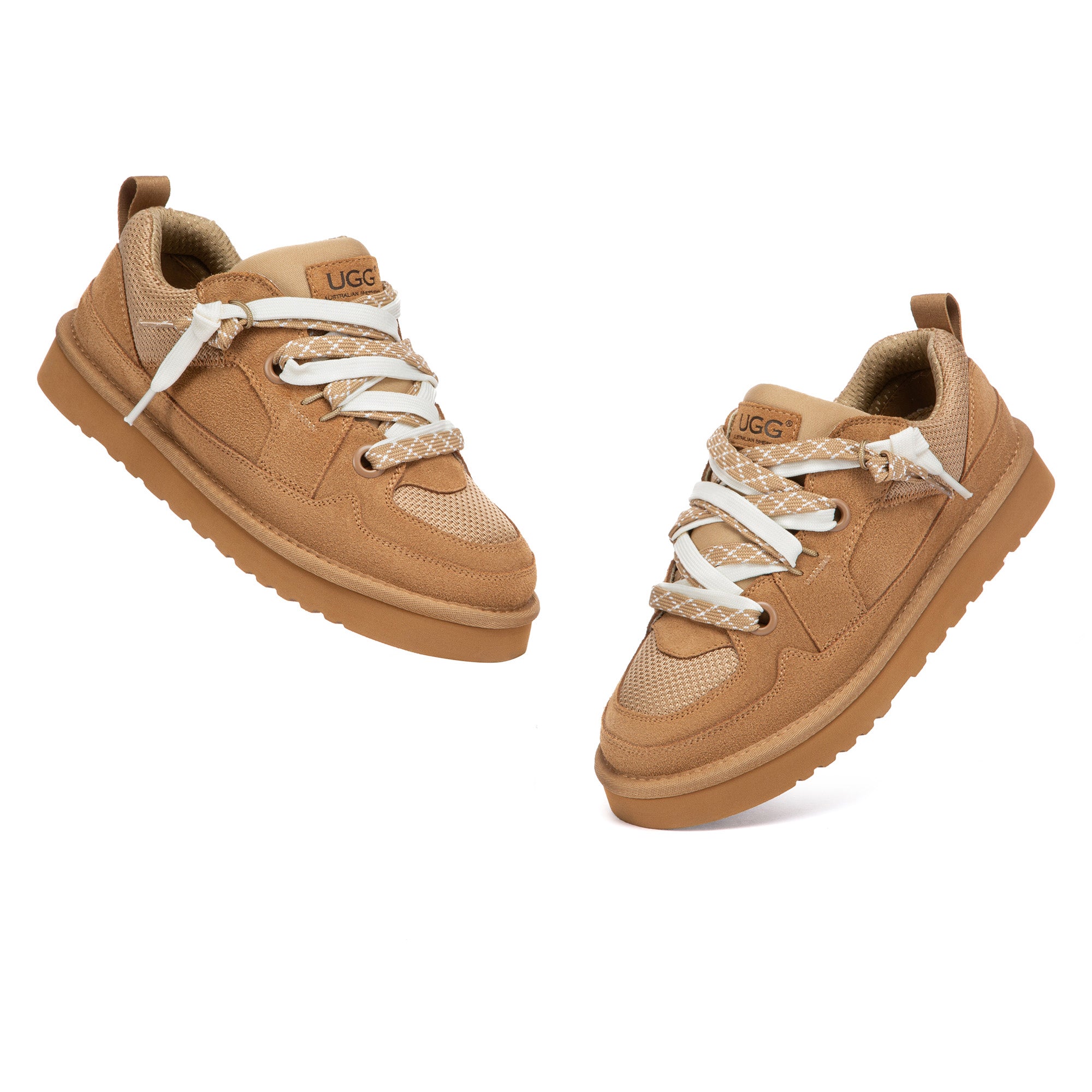 EverUgg Premium UGG Sneakers Shoes showing stylish gray sneakers with white soles and laces.