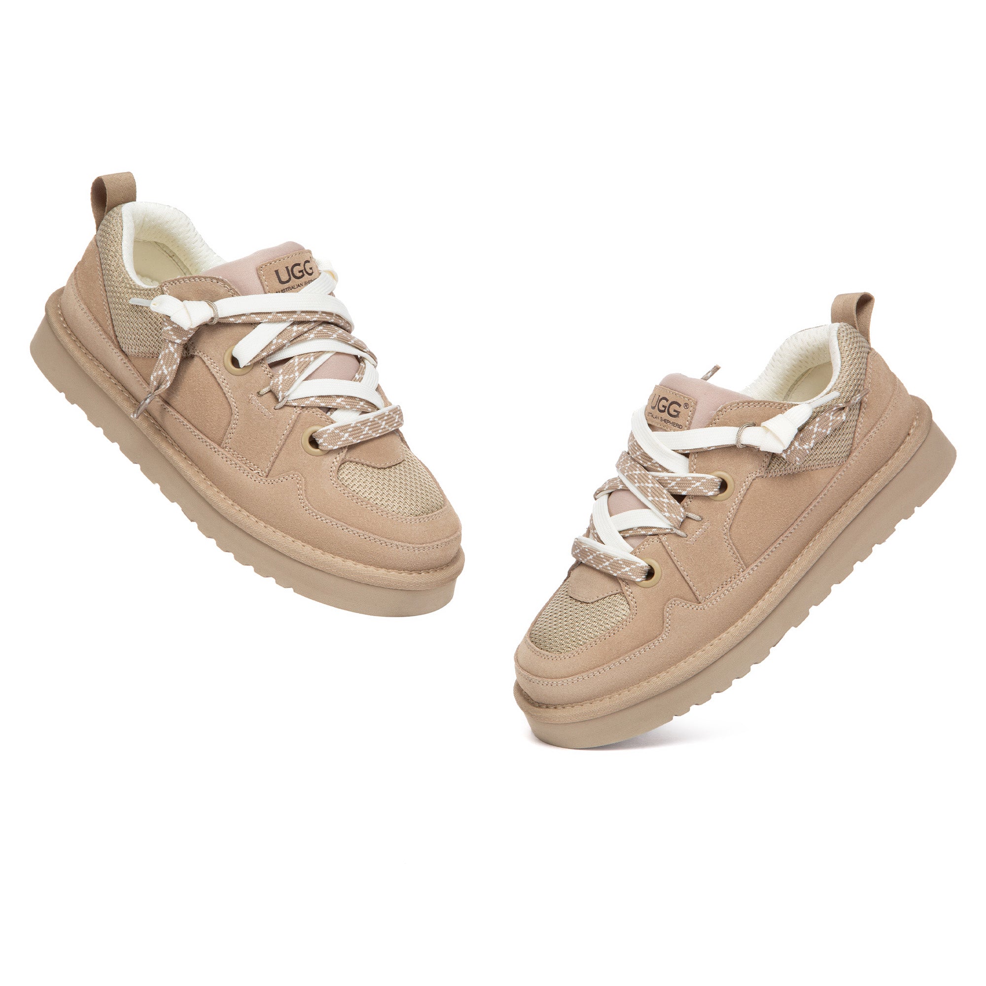 EverUgg Premium UGG sneakers shoes featuring a stylish design with white laces and a comfortable rubber sole.